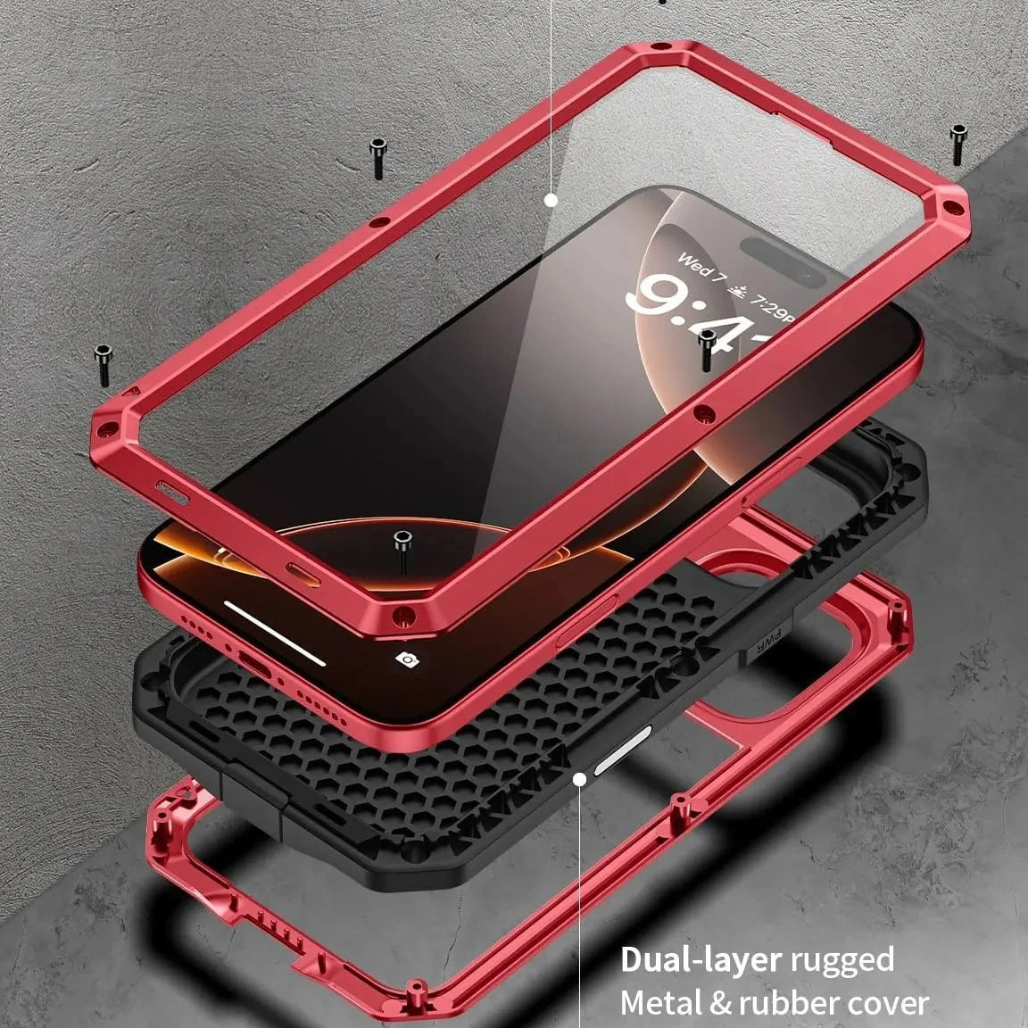 Rugged iPhone Case — Heavy-Duty Aluminum Armor Cover with Dual-Layer Metal + TPU Protection, Water-Resistant Dustproof Design and Shockproof Impact Truss