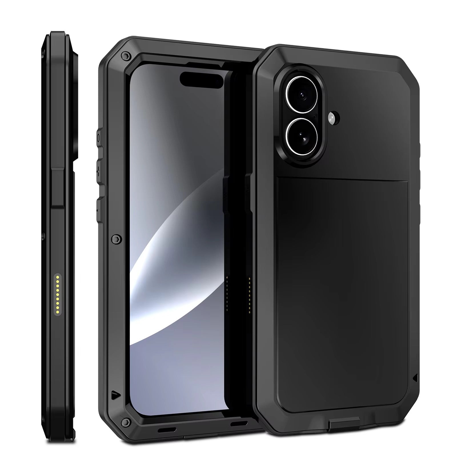 Rugged iPhone Case — Heavy-Duty Aluminum Armor Cover with Dual-Layer Metal + TPU Protection, Water-Resistant Dustproof Design and Shockproof Impact Truss