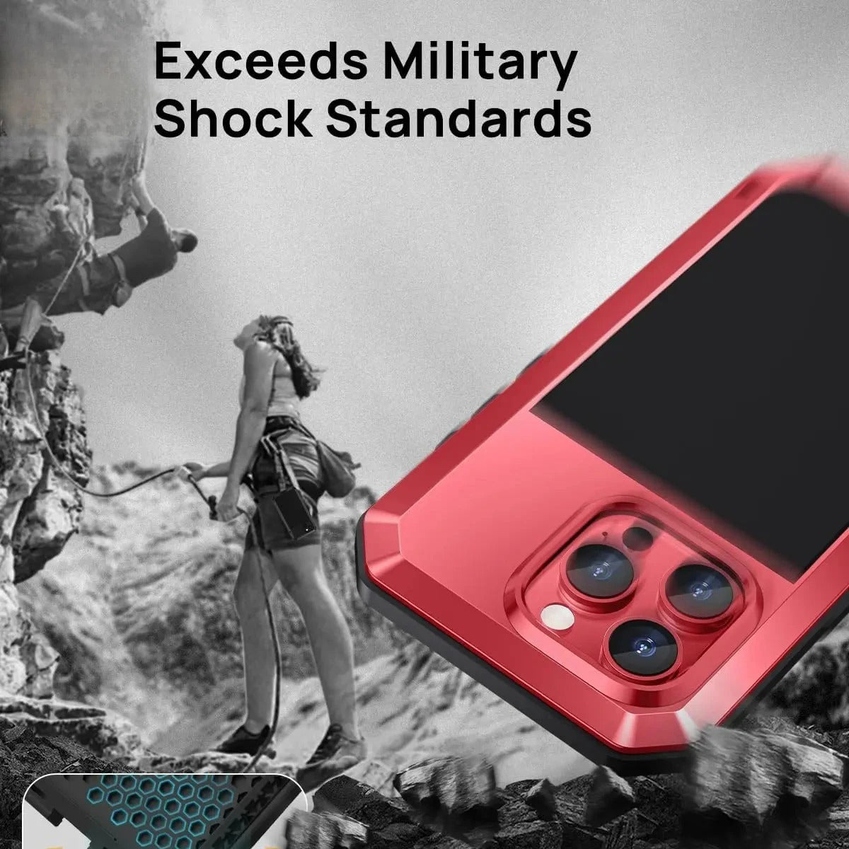 Rugged iPhone Case — Heavy-Duty Aluminum Armor Cover with Dual-Layer Metal + TPU Protection, Water-Resistant Dustproof Design and Shockproof Impact Truss