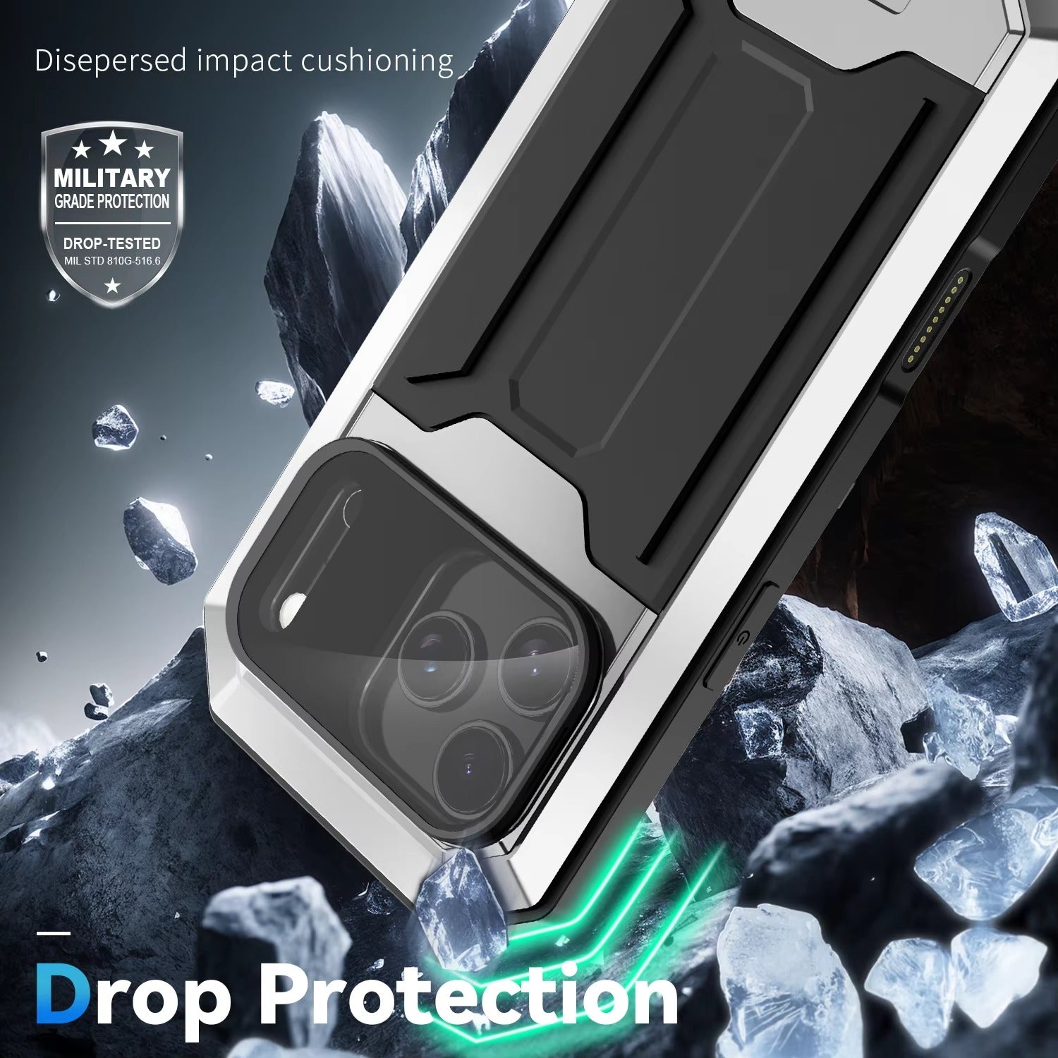 Rugged iPhone Case — Heavy-Duty Aluminum Full-Body Cover with Screen & Lens Protectors, Dual-Layer Shockproof Design, Kickstand and Dustproof Anti-Fingerprint Finish