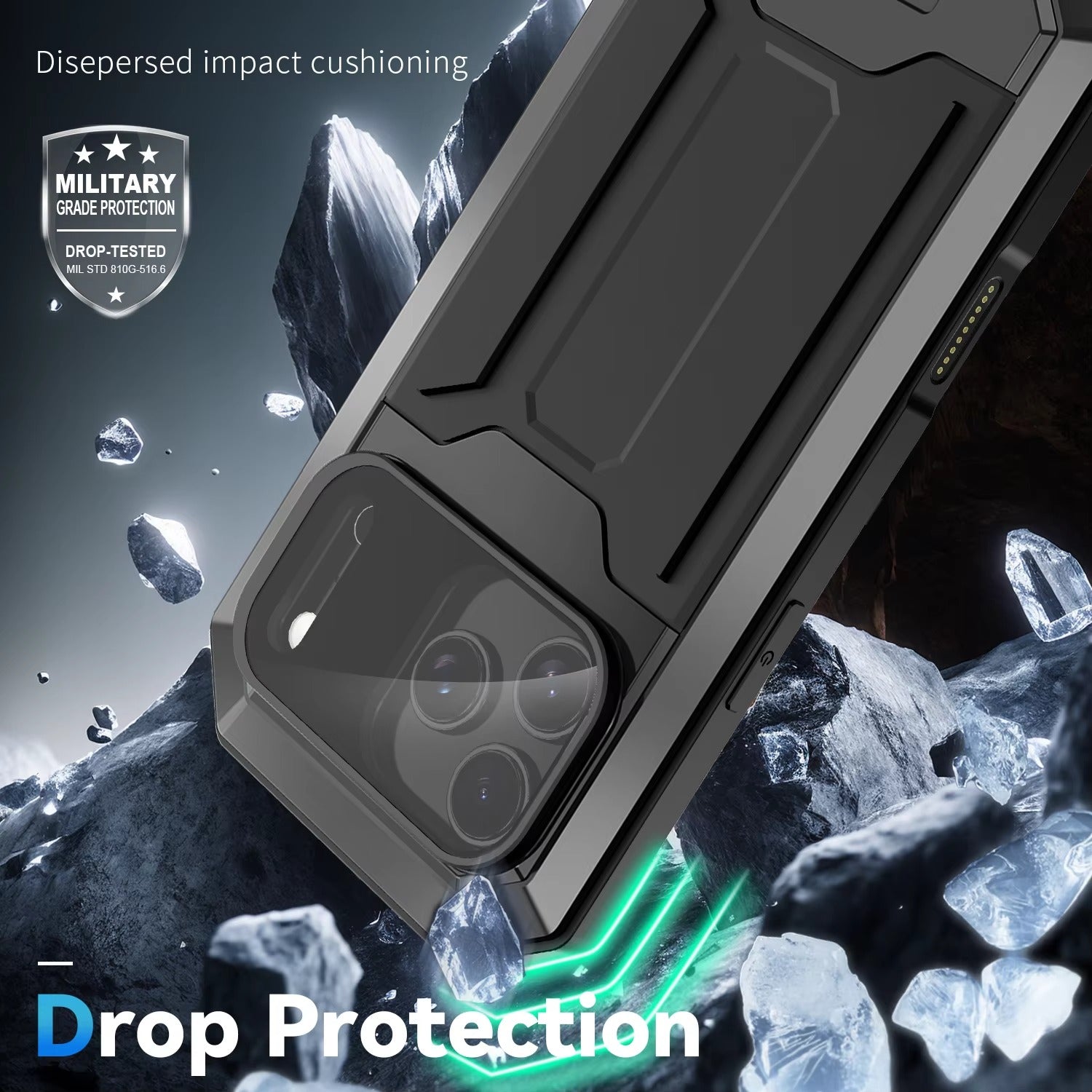 Rugged iPhone Case — Heavy-Duty Aluminum Full-Body Cover with Screen & Lens Protectors, Dual-Layer Shockproof Design, Kickstand and Dustproof Anti-Fingerprint Finish