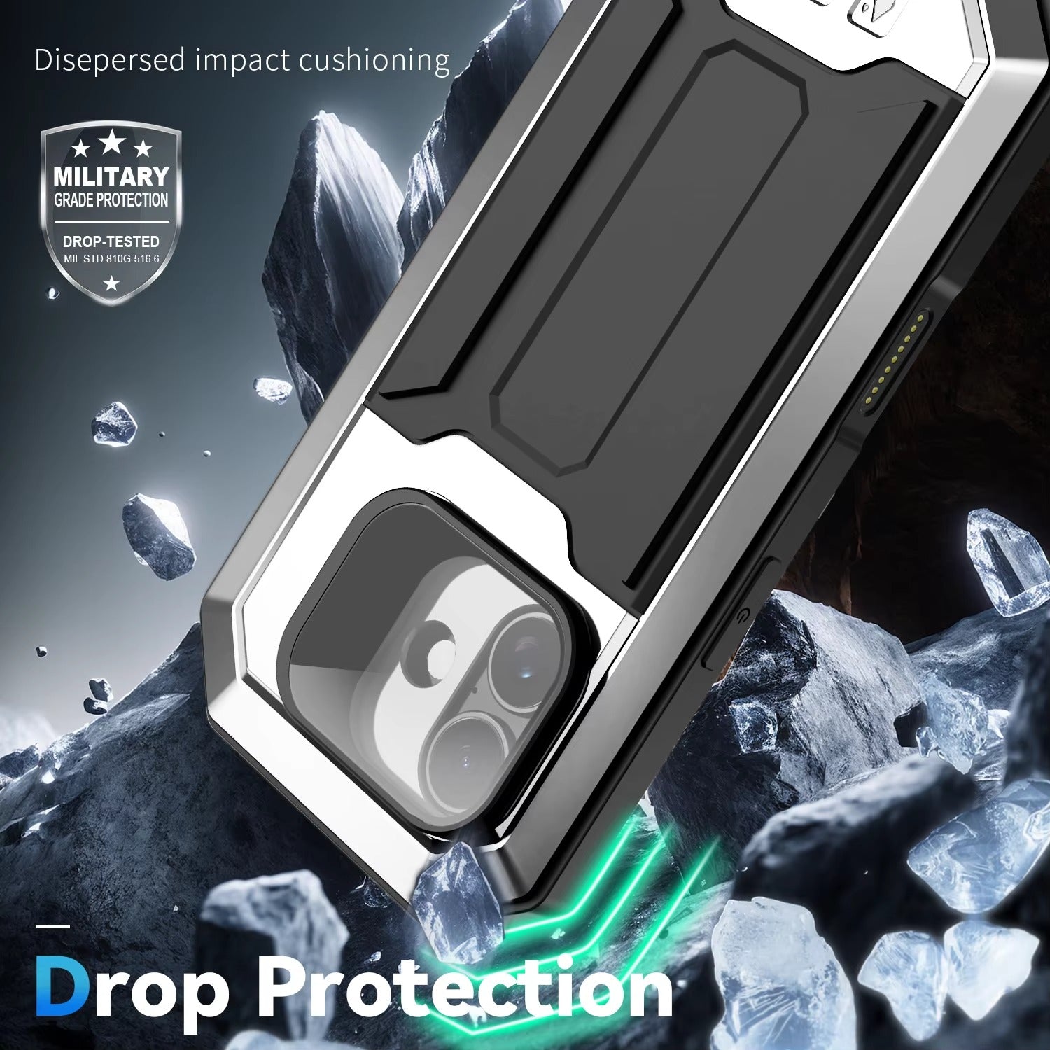 Rugged iPhone Case — Heavy-Duty Aluminum Full-Body Cover with Screen & Lens Protectors, Dual-Layer Shockproof Design, Kickstand and Dustproof Anti-Fingerprint Finish