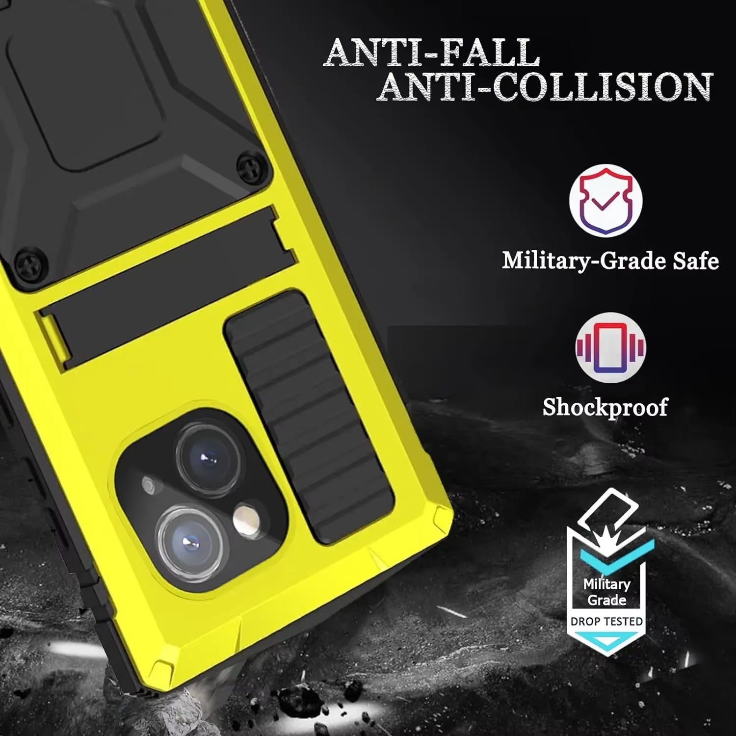 Rugged iPhone Case — Heavy-Duty Aluminum Metal Cover with Screen & Lens Protector, Dual-Layer Shockproof Design, IP54 Dustproof Water-Resistant Finish