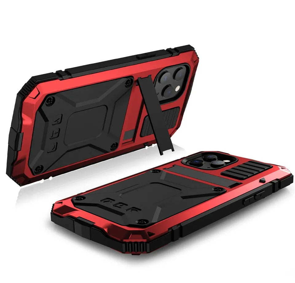 Rugged iPhone Case — Heavy-Duty Aluminum Metal Cover with Screen & Lens Protector, Dual-Layer Shockproof Design, IP54 Dustproof Water-Resistant Finish