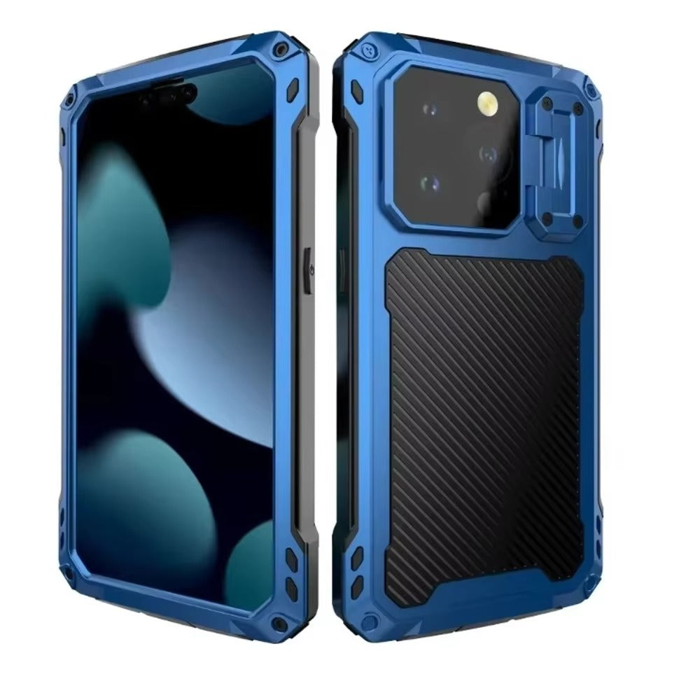 Rugged iPhone Case — Heavy-Duty Metal MagSafe Cover with Camera Guard Kickstand, 9H Screen & Lens Protectors, Dual-Layer Aluminum Bumper & Military-Grade Shockproof Design