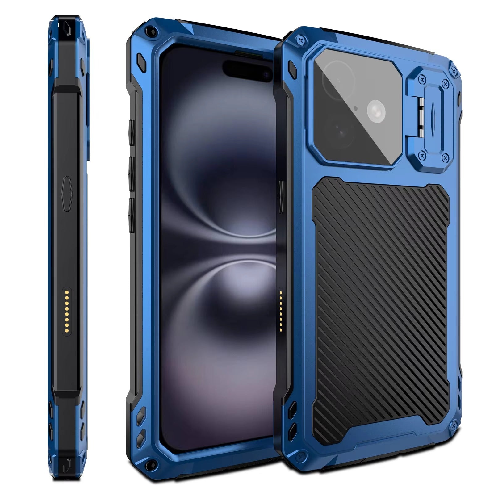Rugged iPhone Case — Heavy-Duty Metal MagSafe Cover with Camera Guard Kickstand, 9H Screen & Lens Protectors, Dual-Layer Aluminum Bumper & Military-Grade Shockproof Design