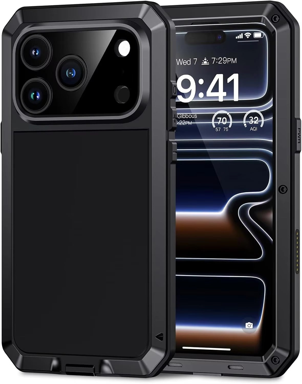 Rugged iPhone Case — Heavy-Duty Metal Protective Cover with Built-In Glass Screen Protector and Tough Shockproof TPU+PC Design