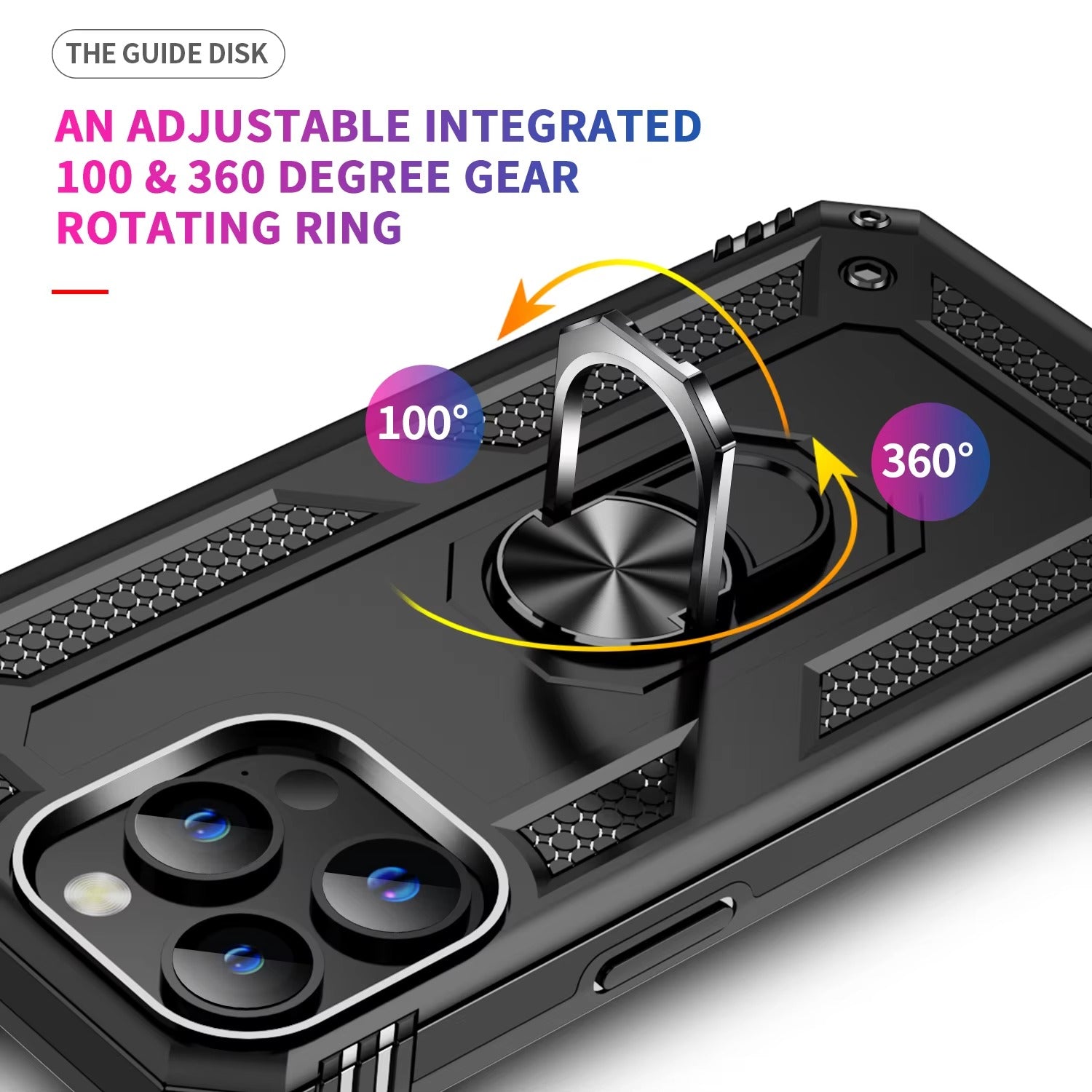 Rugged iPhone Case — Heavy-Duty PC+TPU Protective Cover with Metal Bracket Holder and Shockproof Anti-Fall Design