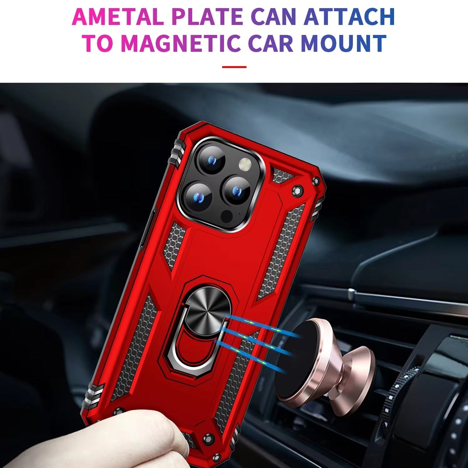 Rugged iPhone Case — Heavy-Duty PC+TPU Protective Cover with Metal Bracket Holder and Shockproof Anti-Fall Design