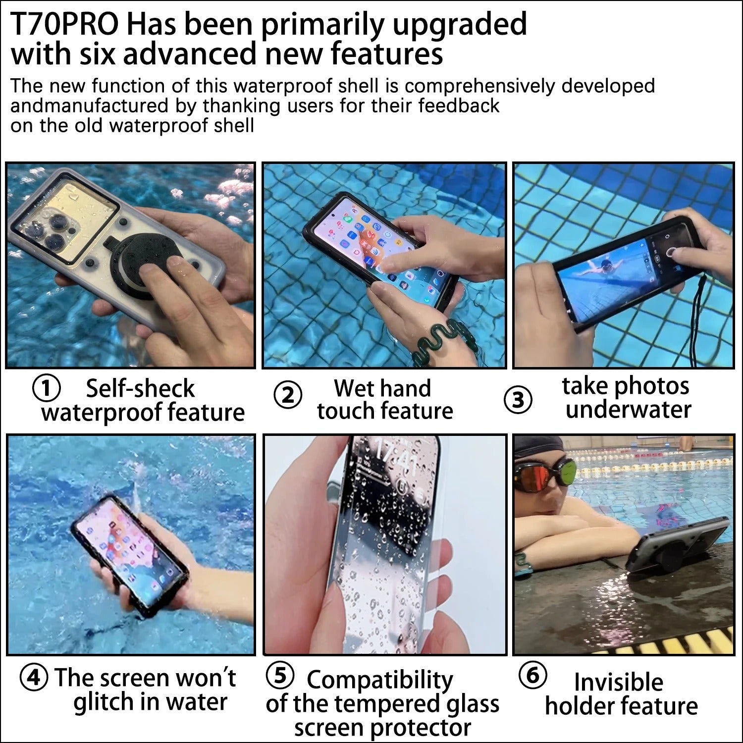 Rugged iPhone Case — IP68 Universal Waterproof Diving Pouch with 15m Protection, Airbag Vacuum Seal, Self-Check Waterproof System and TPU + Nylon Full-Screen Touch Design