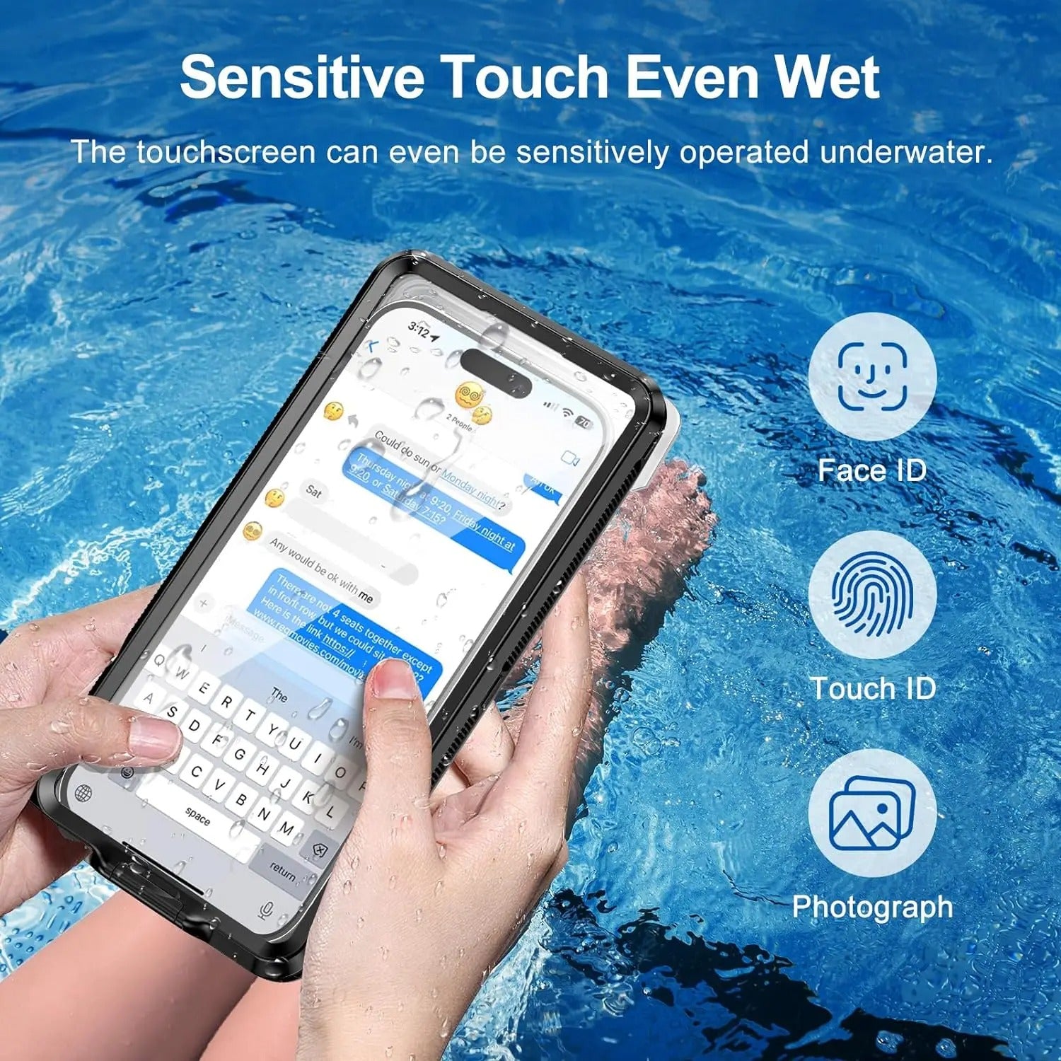 Rugged iPhone Case — IP68 Universal Waterproof Diving Pouch with 15m Protection, Airbag Vacuum Seal, Self-Check Waterproof System and TPU + Nylon Full-Screen Touch Design