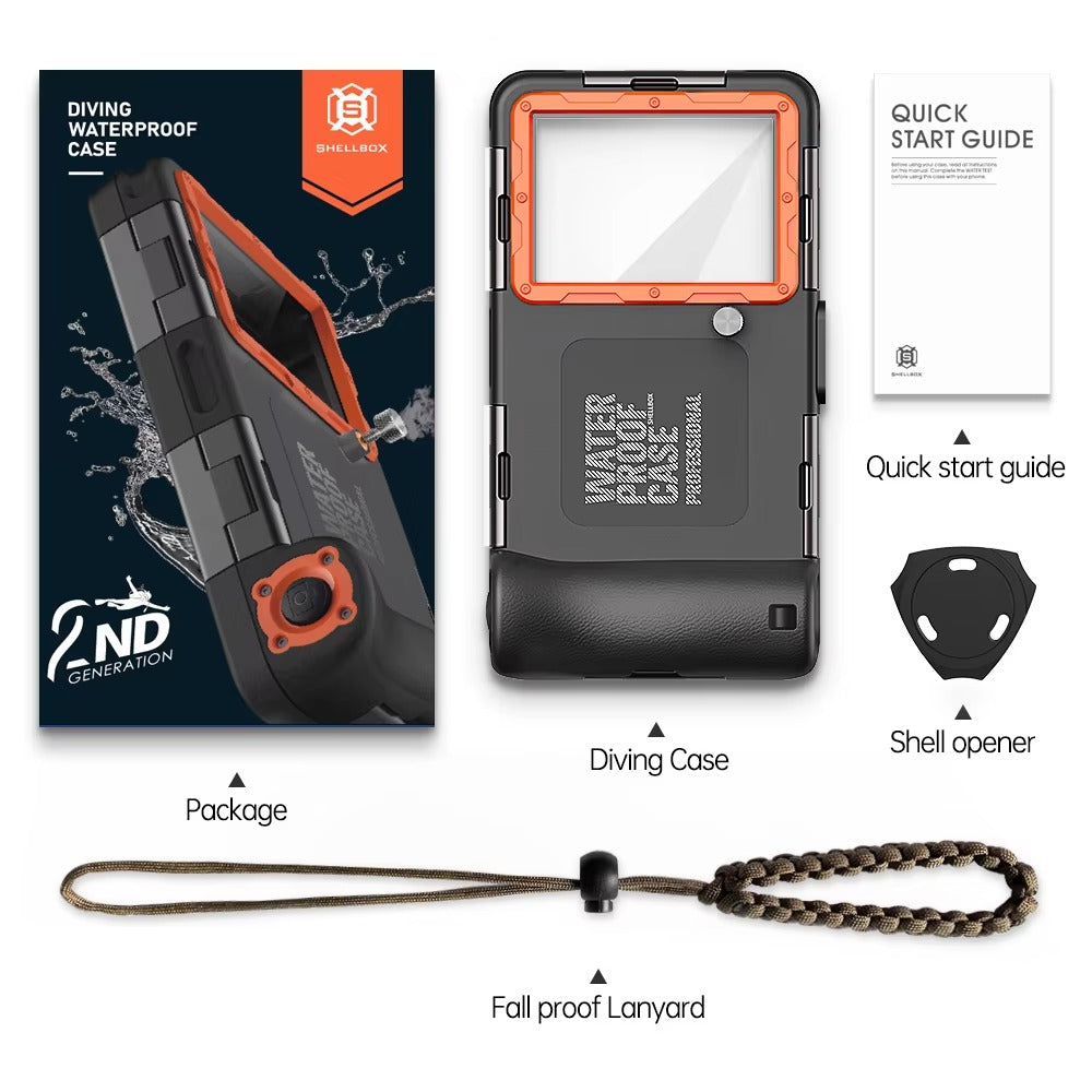 Rugged iPhone Case — IP68 Waterproof 15m/50ft Diving Pouch with Shockproof PC+TPU Seal, Anti-Scratch Protection and Lanyard for Underwater Photography