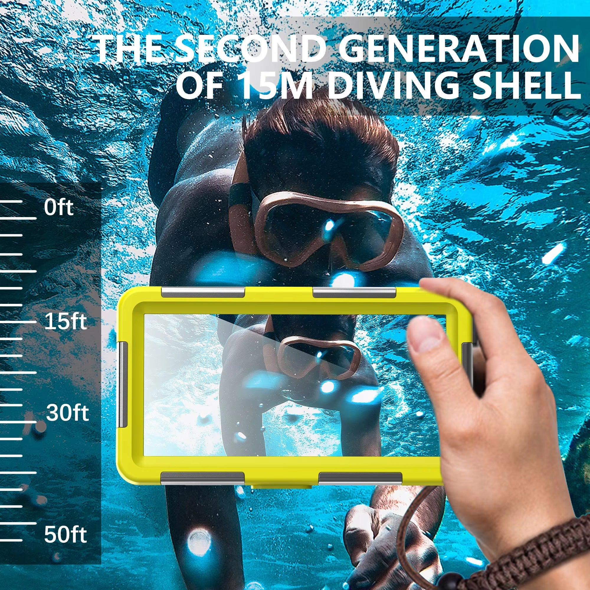 Rugged iPhone Case — IP68 Waterproof 15m/50ft Diving Pouch with Shockproof PC+TPU Seal, Anti-Scratch Protection and Lanyard for Underwater Photography