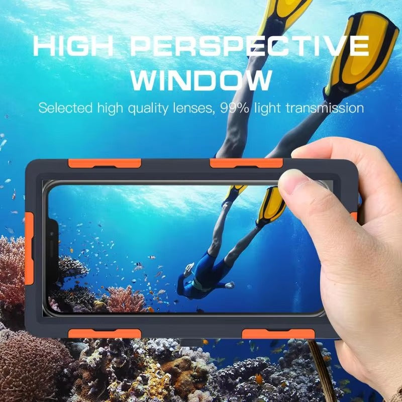 Rugged iPhone Case — IP68 Waterproof 15m/50ft Diving Pouch with Shockproof PC+TPU Seal, Anti-Scratch Protection and Lanyard for Underwater Photography