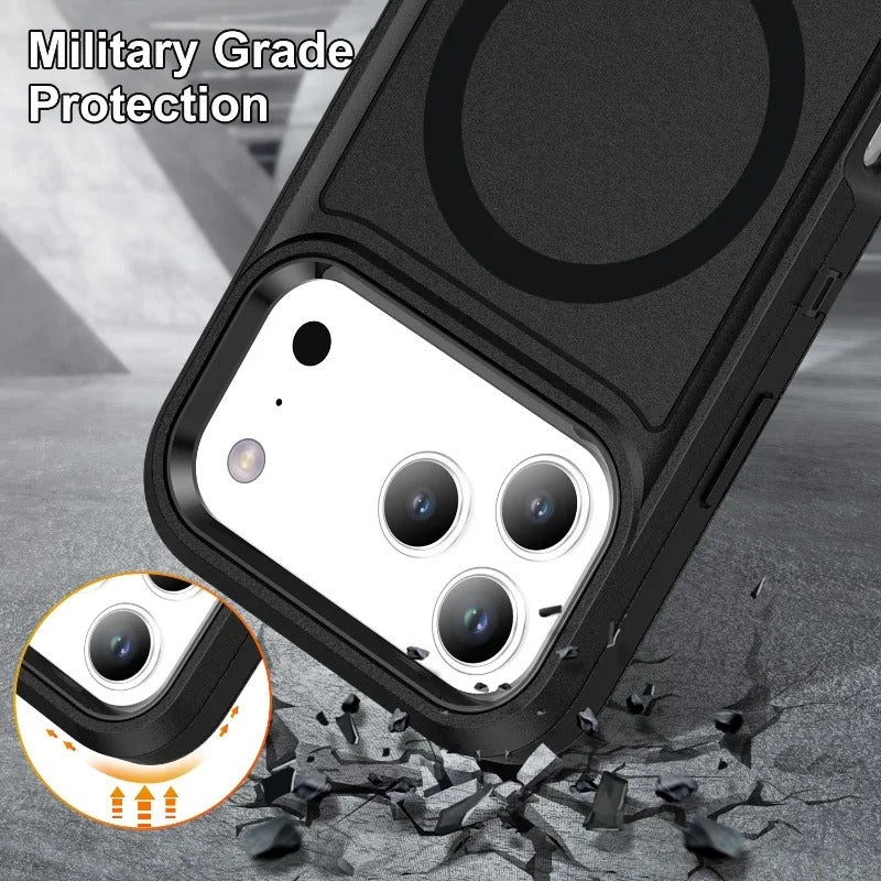 Rugged iPhone Case — MagSafe Armor Shockproof PC+TPU Defender Cover with Impact-Resistant Anti-Slip Durable Protection