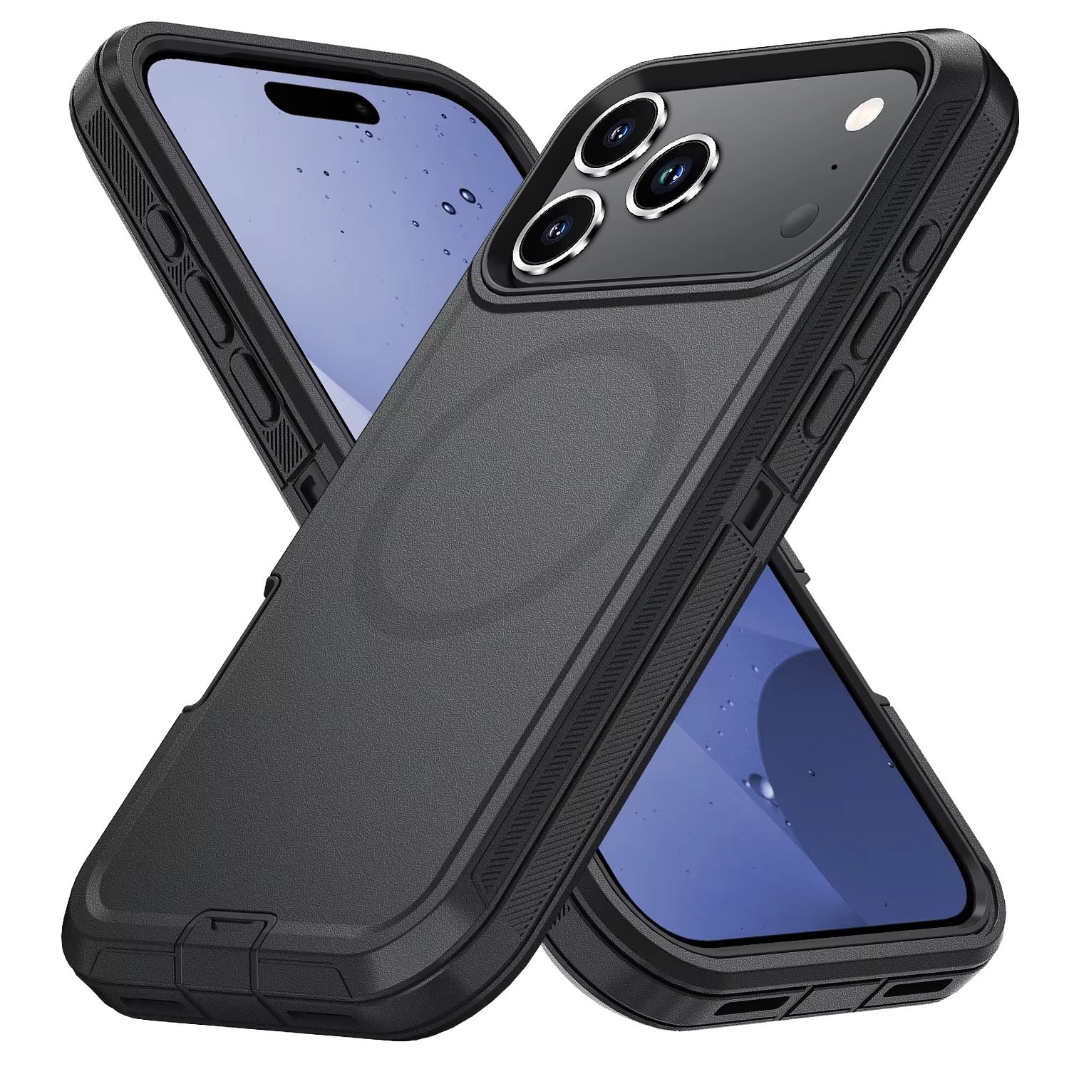Rugged iPhone Case — MagSafe Armor Shockproof PC+TPU Defender Cover with Impact-Resistant Anti-Slip Durable Protection