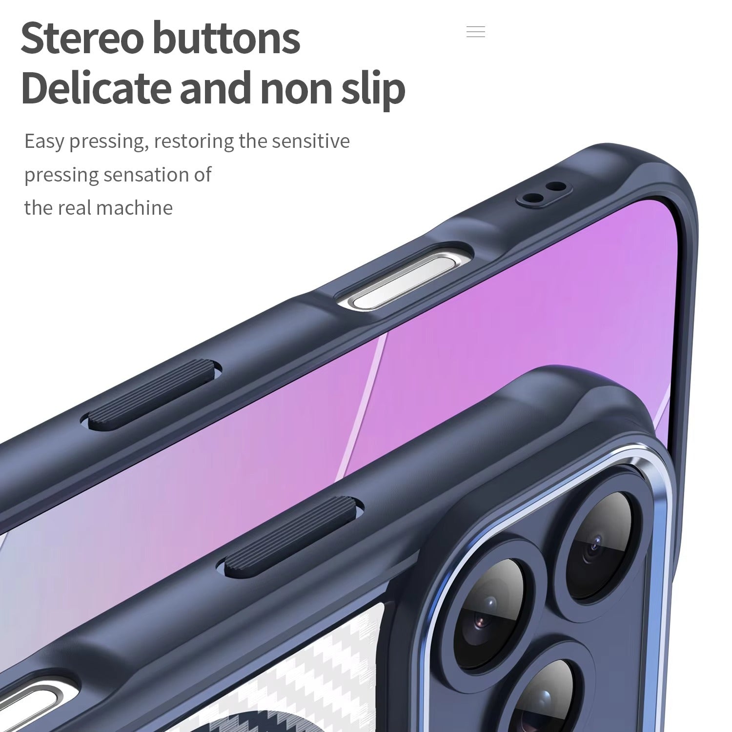 Rugged iPhone Case — MagSafe Carbon-Fiber Textured Shockproof Bumper Cover with Anti-Fingerprint Anti-Scratch Non-Slip Design