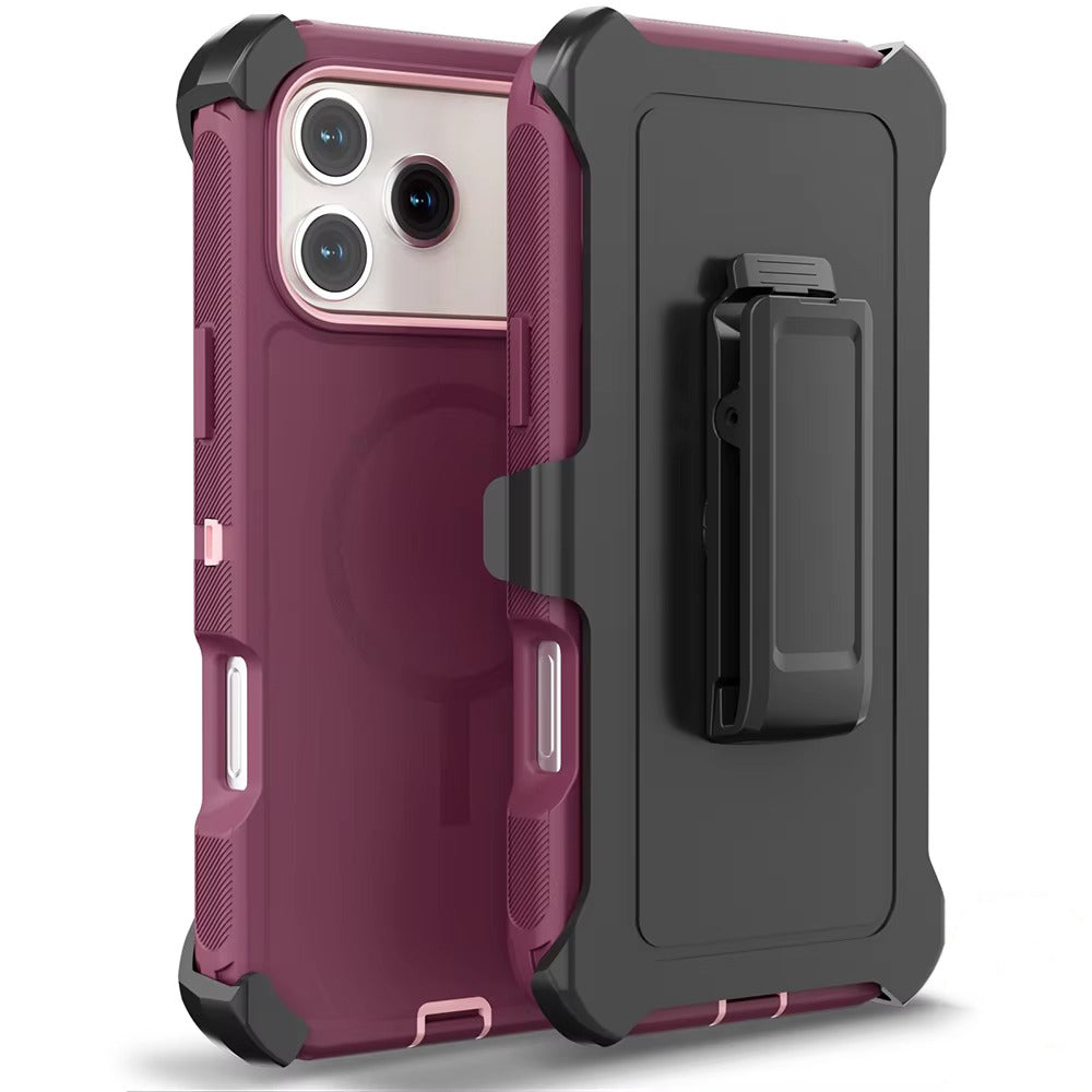 Rugged iPhone Case — Magnetic Defender Box Cover with Shockproof Armor TPU+PC Design, Belt Clip Holder and Full-Port Protection