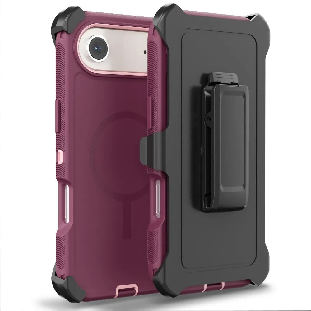 Rugged iPhone Case — Magnetic Defender Box Cover with Shockproof Armor TPU+PC Design, Belt Clip Holder and Full-Port Protection