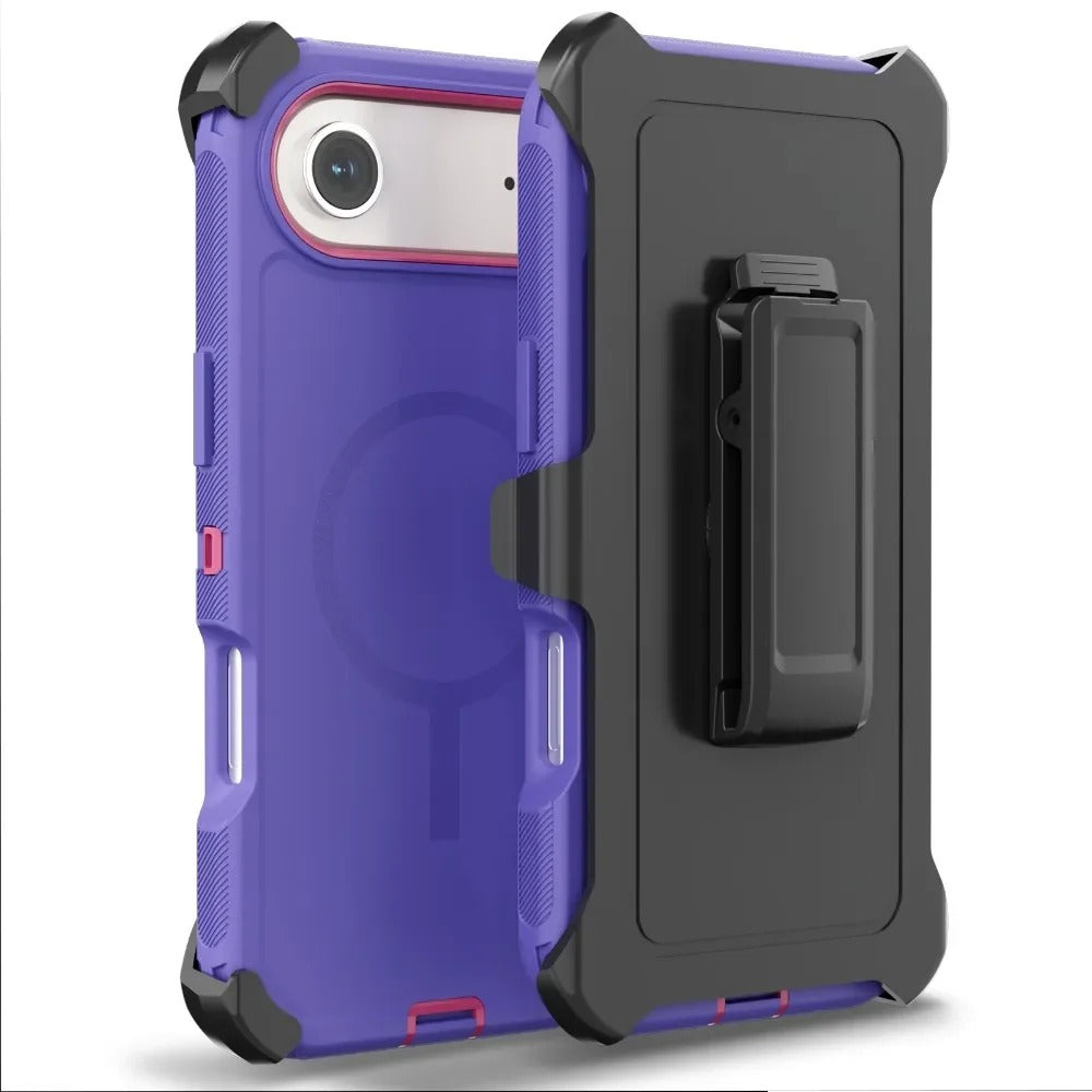 Rugged iPhone Case — Magnetic Defender Box Cover with Shockproof Armor TPU+PC Design, Belt Clip Holder and Full-Port Protection