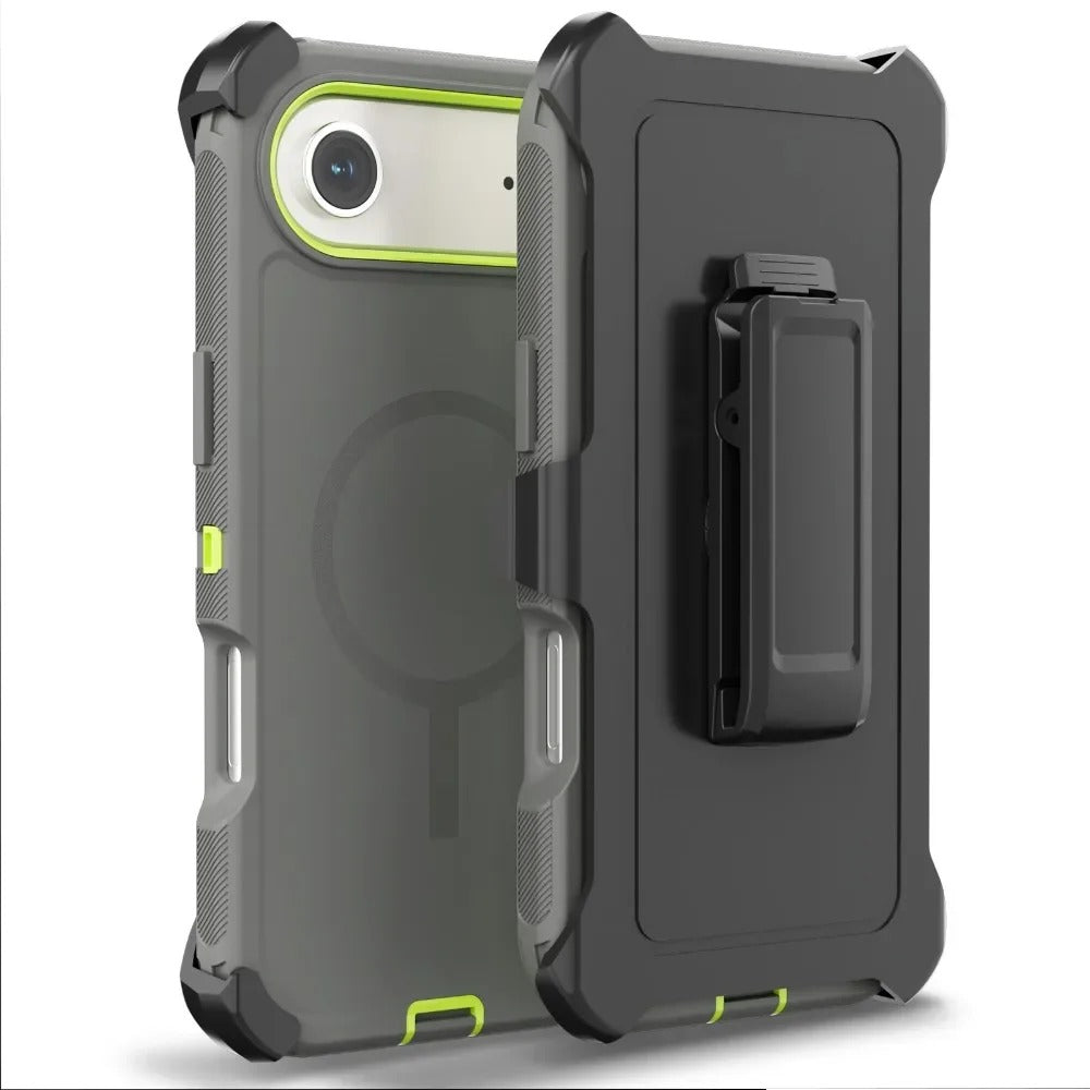 Rugged iPhone Case — Magnetic Defender Box Cover with Shockproof Armor TPU+PC Design, Belt Clip Holder and Full-Port Protection