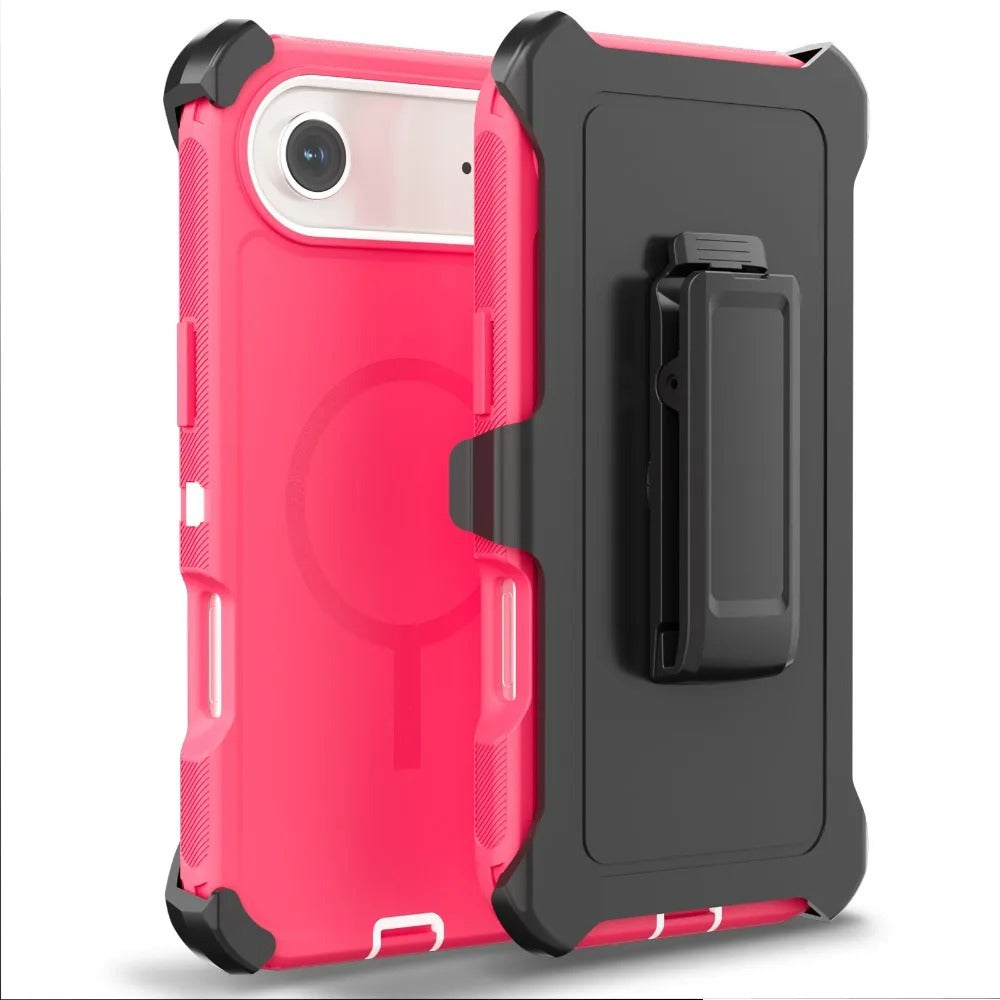 Rugged iPhone Case — Magnetic Defender Box Cover with Shockproof Armor TPU+PC Design, Belt Clip Holder and Full-Port Protection