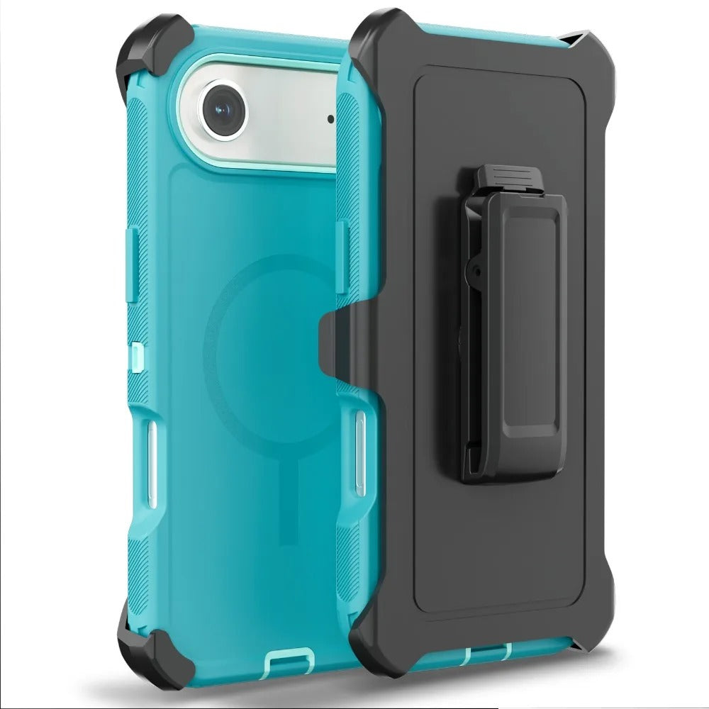Rugged iPhone Case — Magnetic Defender Box Cover with Shockproof Armor TPU+PC Design, Belt Clip Holder and Full-Port Protection