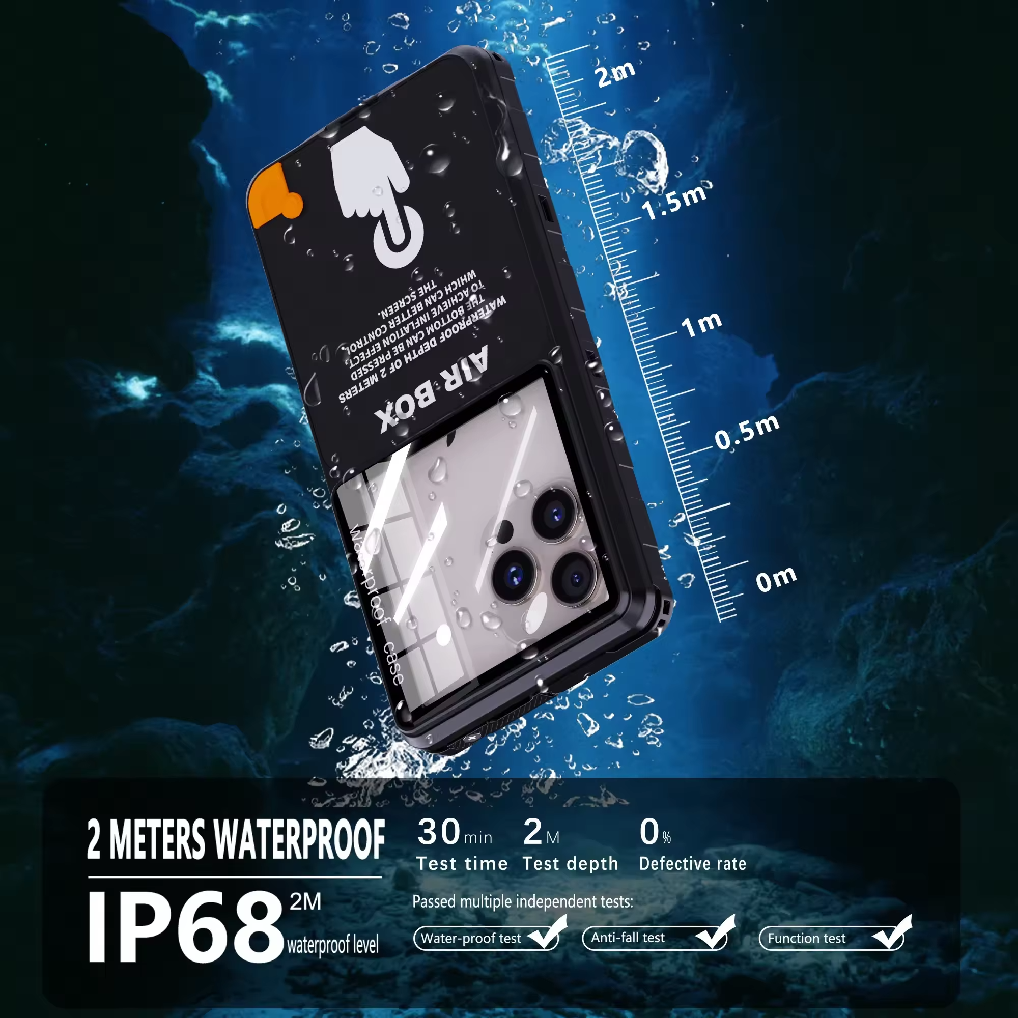 Rugged iPhone Case — IP68 Waterproof Full Protection Cover for Underwater Photography with Dropproof Dustproof Outdoor Design