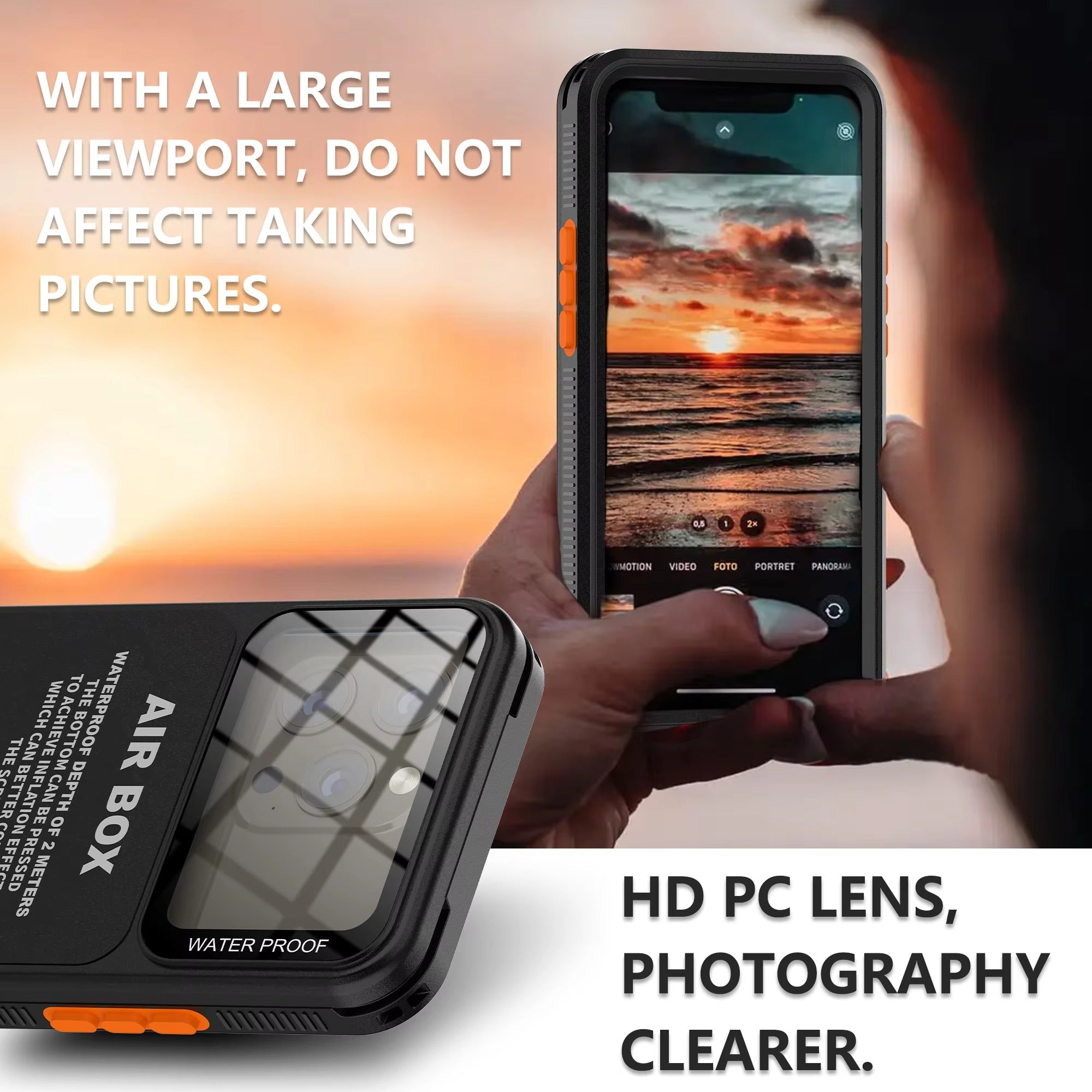 Rugged iPhone Case — IP68 Waterproof Full Protection Cover for Underwater Photography with Dropproof Dustproof Outdoor Design