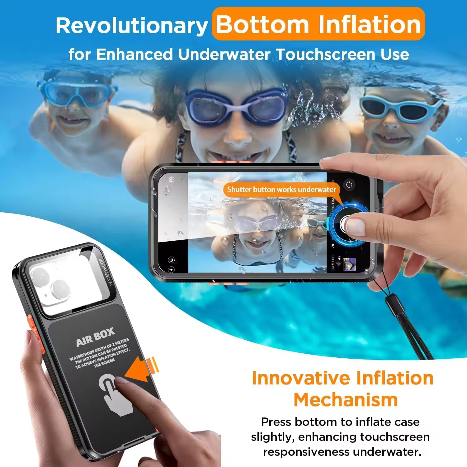 Rugged iPhone Case — IP68 Waterproof Full Protection Cover for Underwater Photography with Dropproof Dustproof Outdoor Design