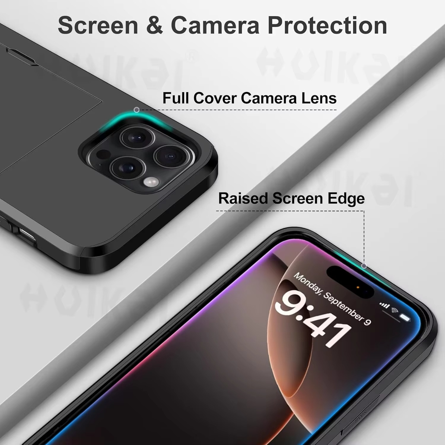 Rugged iPhone Case — Slide Wallet Armor Cover with Card Slots, Shockproof Dual-Layer Heavy-Duty Protection and Anti-Fingerprint Scratch-Resistant Non-Slip Design
