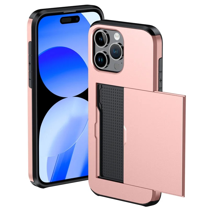 Rugged iPhone Case — Slide Wallet Armor Cover with Card Slots, Shockproof Dual-Layer Heavy-Duty Protection and Anti-Fingerprint Scratch-Resistant Non-Slip Design