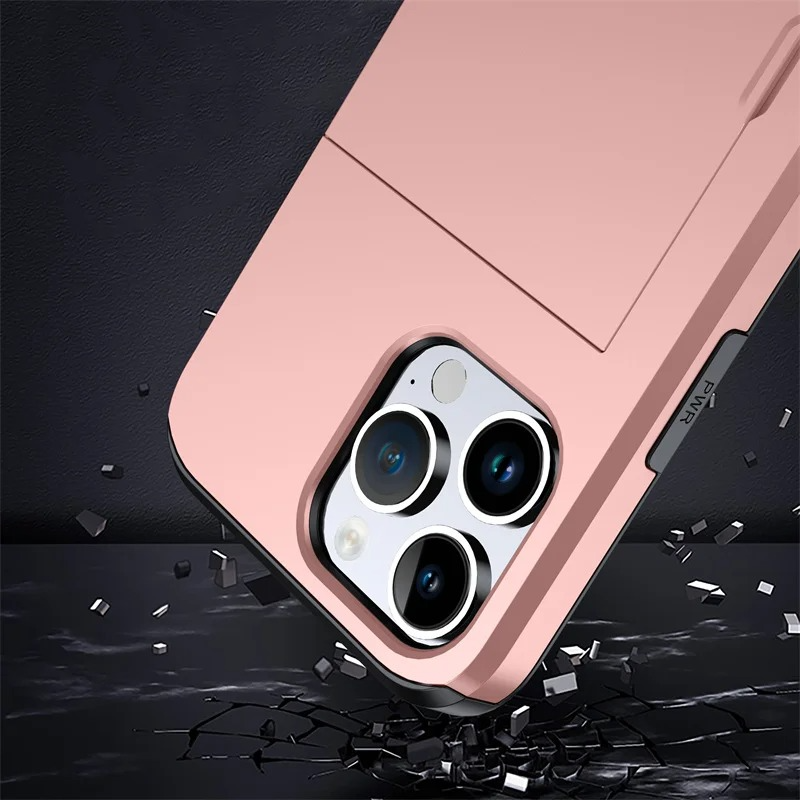 Rugged iPhone Case — Slide Wallet Armor Cover with Card Slots, Shockproof Dual-Layer Heavy-Duty Protection and Anti-Fingerprint Scratch-Resistant Non-Slip Design