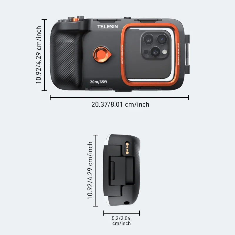 Rugged iPhone Case — Waterproof Diving Housing with 20m/65ft Underwater Protection, Bluetooth Photo & Video Control and Full-Coverage IP68 Surfing & Snorkeling Design