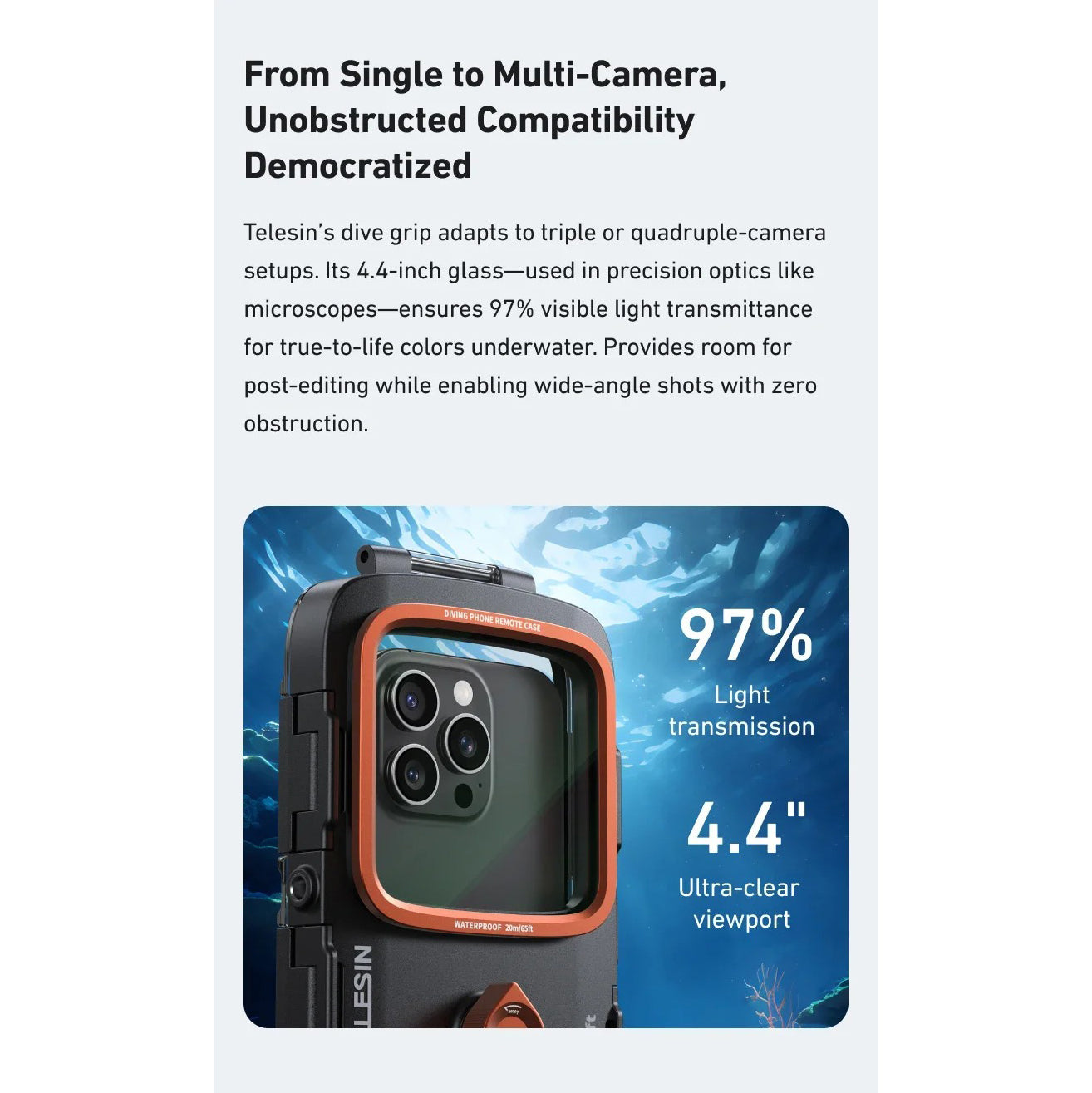 Rugged iPhone Case — Waterproof Diving Housing with 20m/65ft Underwater Protection, Bluetooth Photo & Video Control and Full-Coverage IP68 Surfing & Snorkeling Design