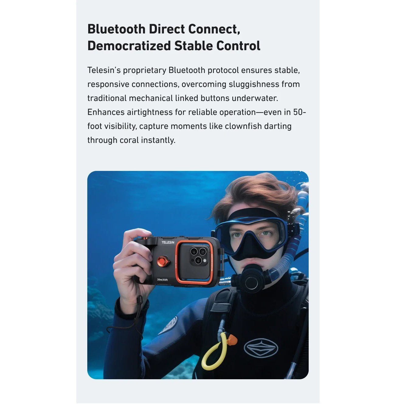 Rugged iPhone Case — Waterproof Diving Housing with 20m/65ft Underwater Protection, Bluetooth Photo & Video Control and Full-Coverage IP68 Surfing & Snorkeling Design