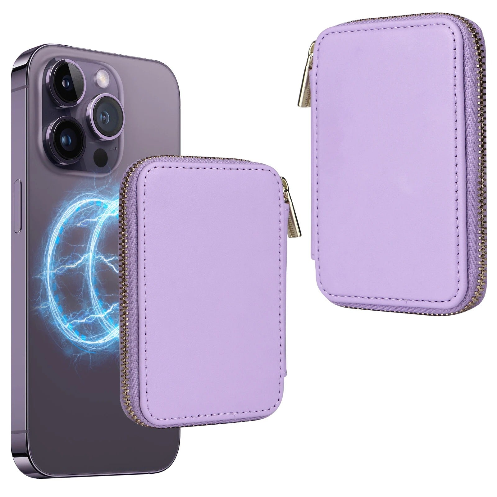 Refined iPhone Mangetic Leather Wallet, MagSafe-Compatible Card Holder with RFID Blocking, Slim Storage Design with Lanyard Support