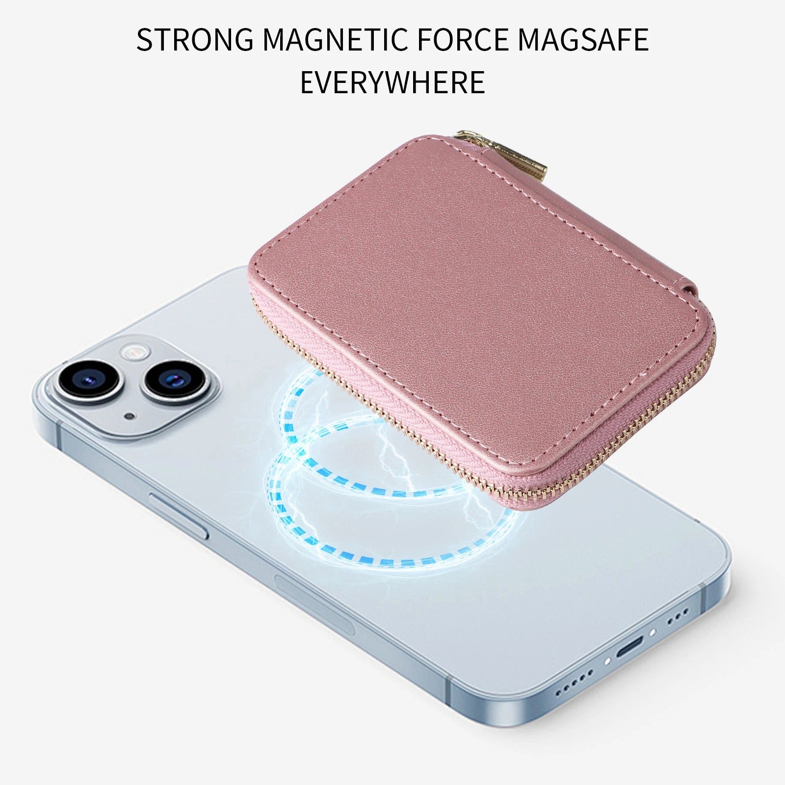 Refined iPhone Mangetic Leather Wallet, MagSafe-Compatible Card Holder with RFID Blocking, Slim Storage Design with Lanyard Support
