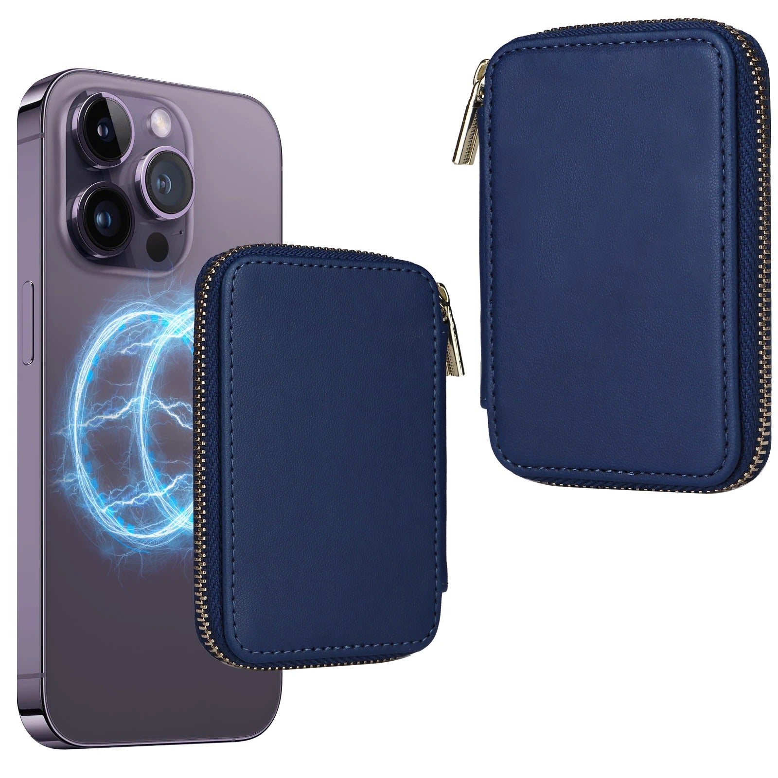 Refined iPhone Mangetic Leather Wallet, MagSafe-Compatible Card Holder with RFID Blocking, Slim Storage Design with Lanyard Support