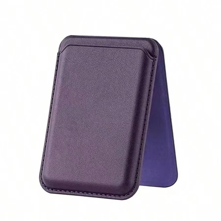Refined iPhone Magnetic Leather Wallet Case, MagSafe-Compatible Card Holder with Hidden Stand Design & Slim Pocket Cover