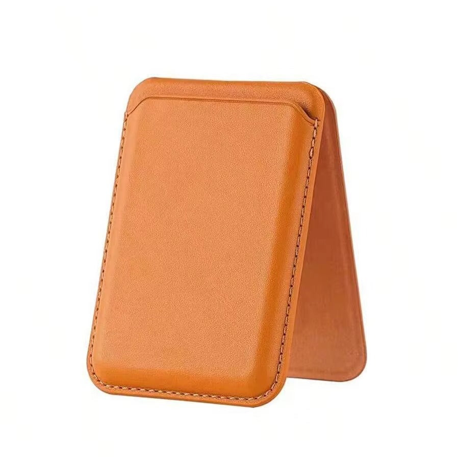 Refined iPhone Magnetic Leather Wallet Case, MagSafe-Compatible Card Holder with Hidden Stand Design & Slim Pocket Cover
