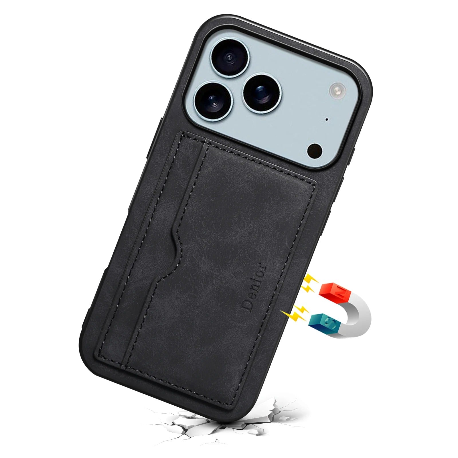 Luxury iPhone Case — Retro PU Leather Wallet Cover with Card Holder, Magnetic Stand, Shockproof Protection and Anti-Fingerprint Design