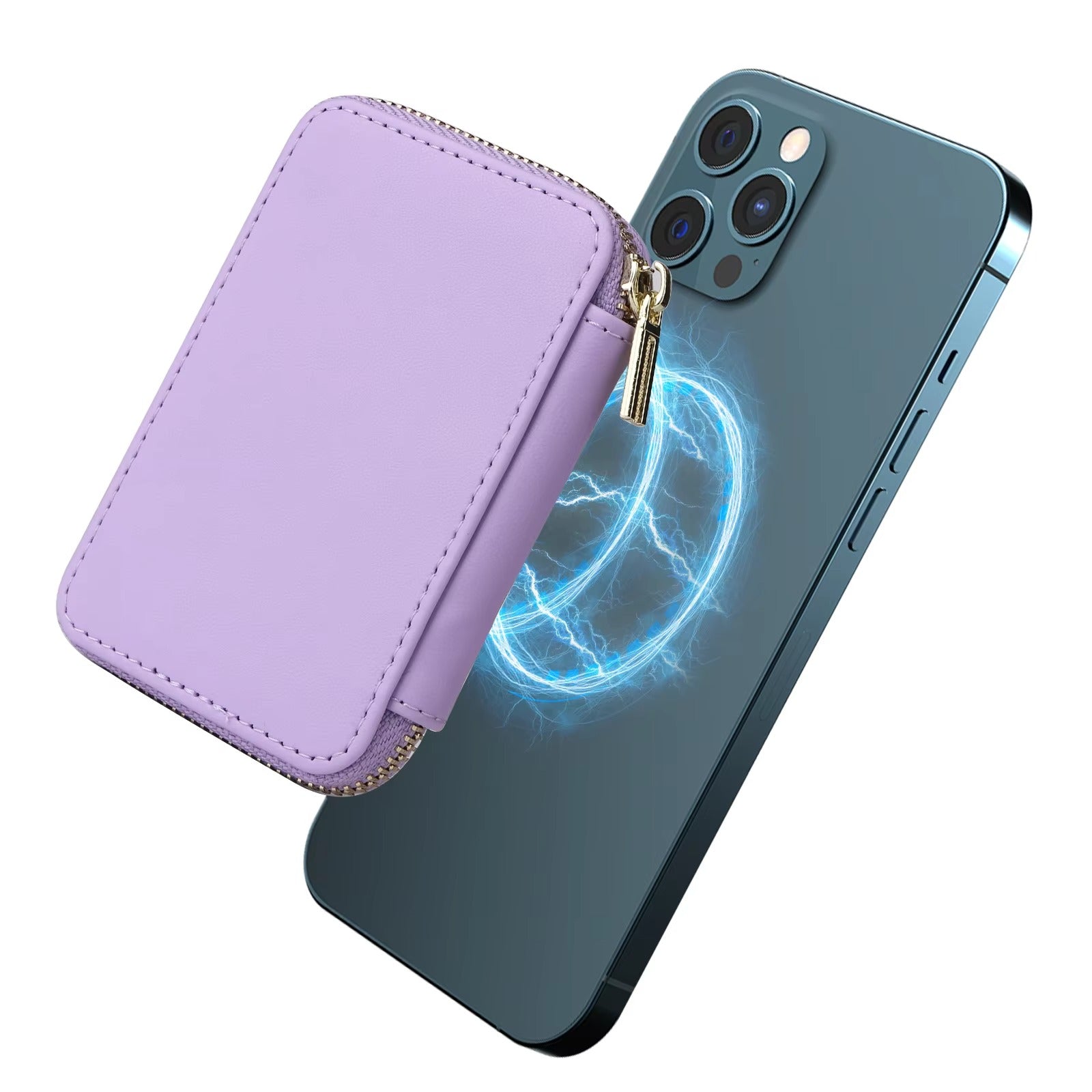 Refined iPhone Mangetic Leather Wallet, MagSafe-Compatible Card Holder with RFID Blocking, Slim Storage Design with Lanyard Support