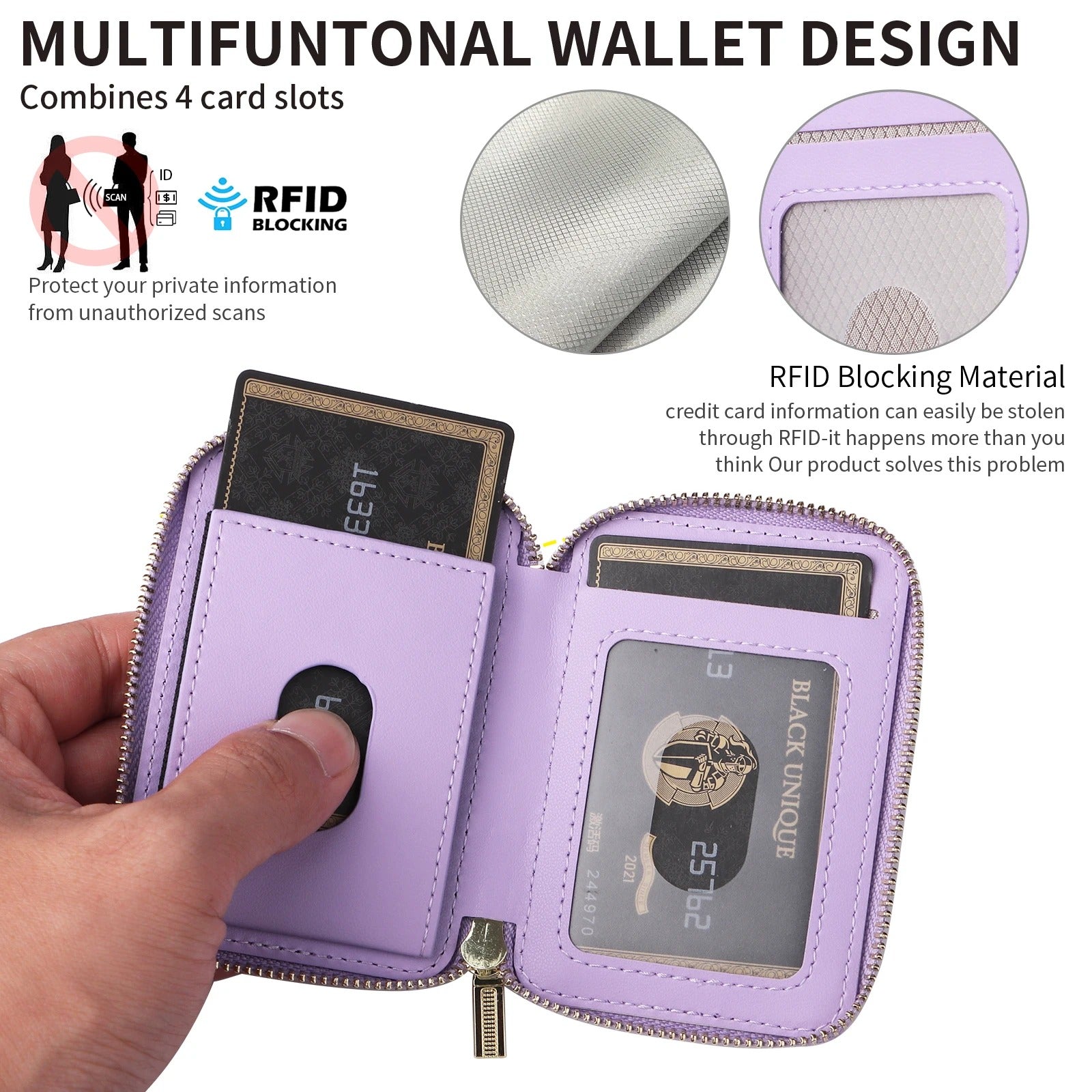 Refined iPhone Mangetic Leather Wallet, MagSafe-Compatible Card Holder with RFID Blocking, Slim Storage Design with Lanyard Support