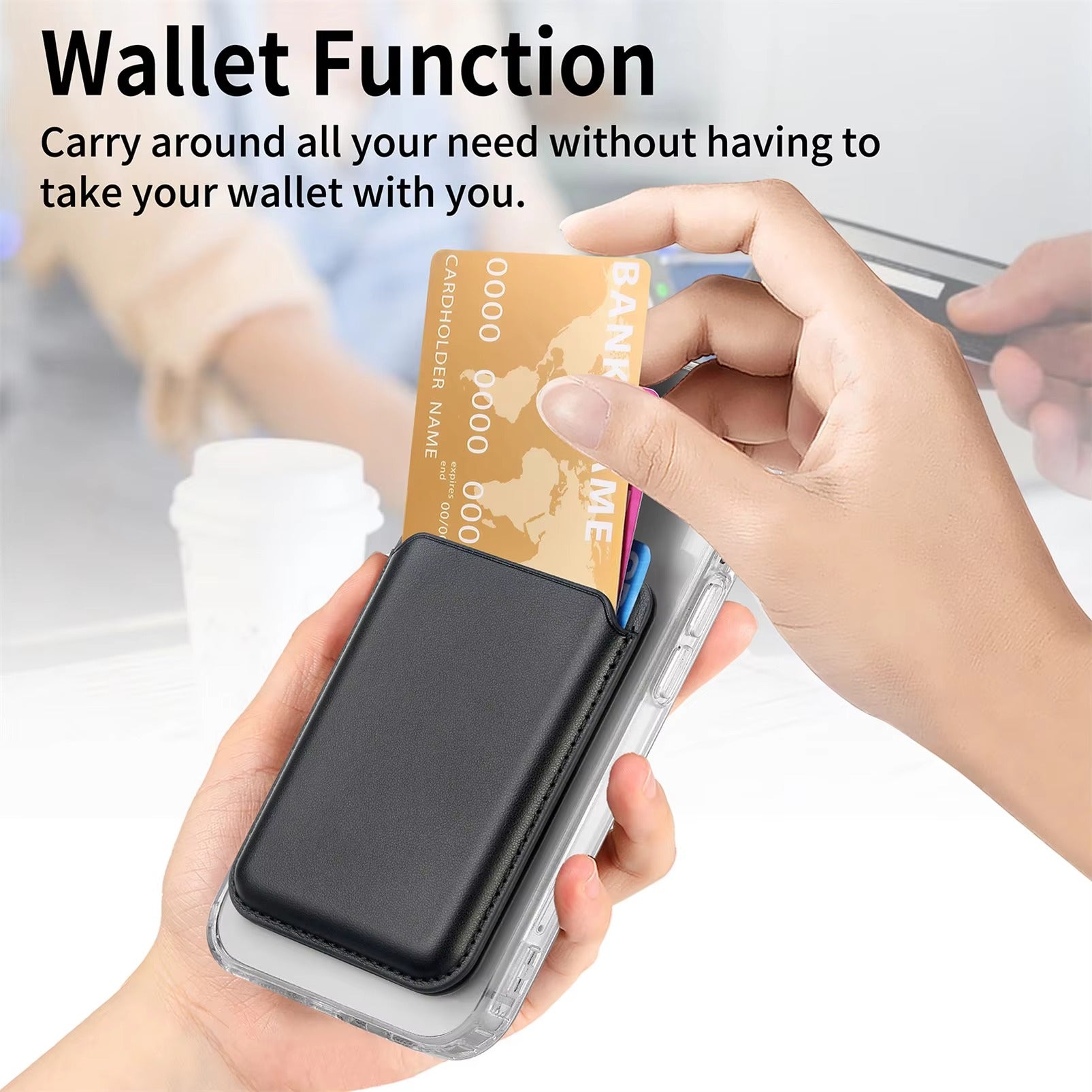 Refined iPhone Magnetic Leather Wallet Case, MagSafe-Compatible Card Holder with Hidden Stand Design & Slim Pocket Cover