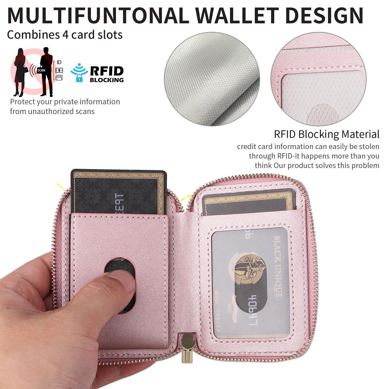 Refined iPhone Mangetic Leather Wallet, MagSafe-Compatible Card Holder with RFID Blocking, Slim Storage Design with Lanyard Support