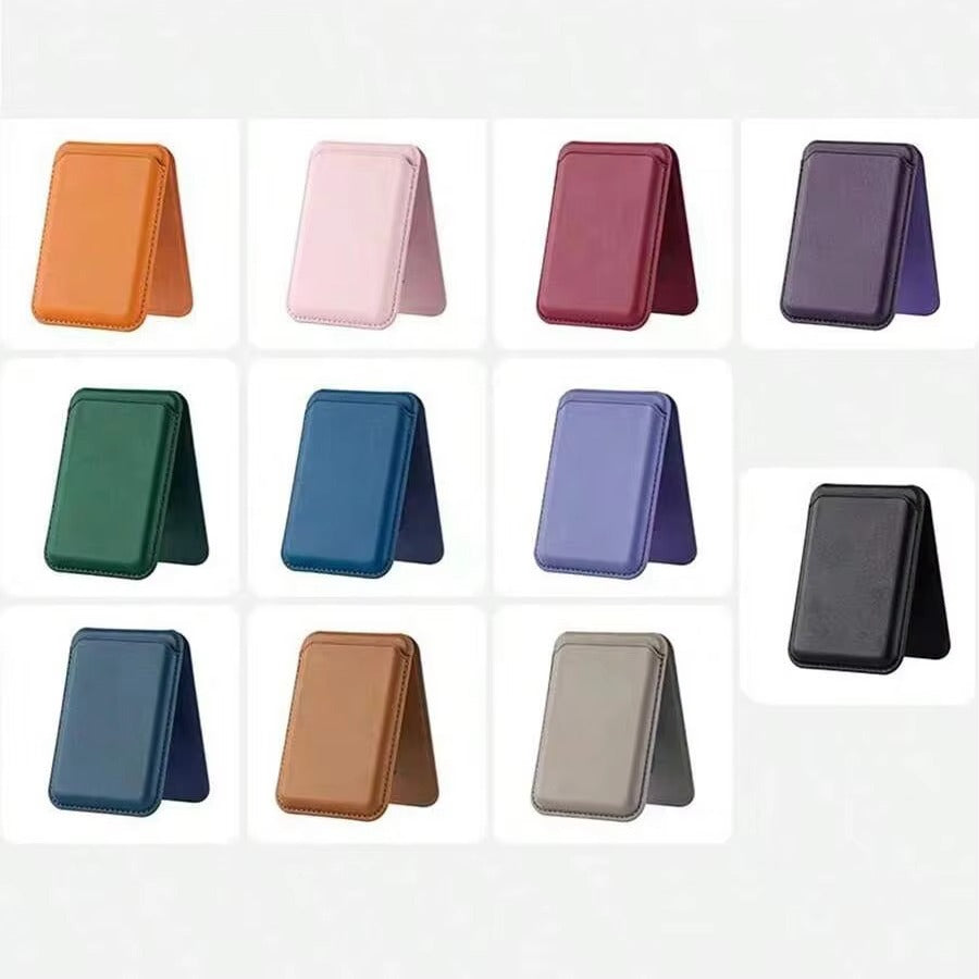 Refined iPhone Magnetic Leather Wallet Case, MagSafe-Compatible Card Holder with Hidden Stand Design & Slim Pocket Cover