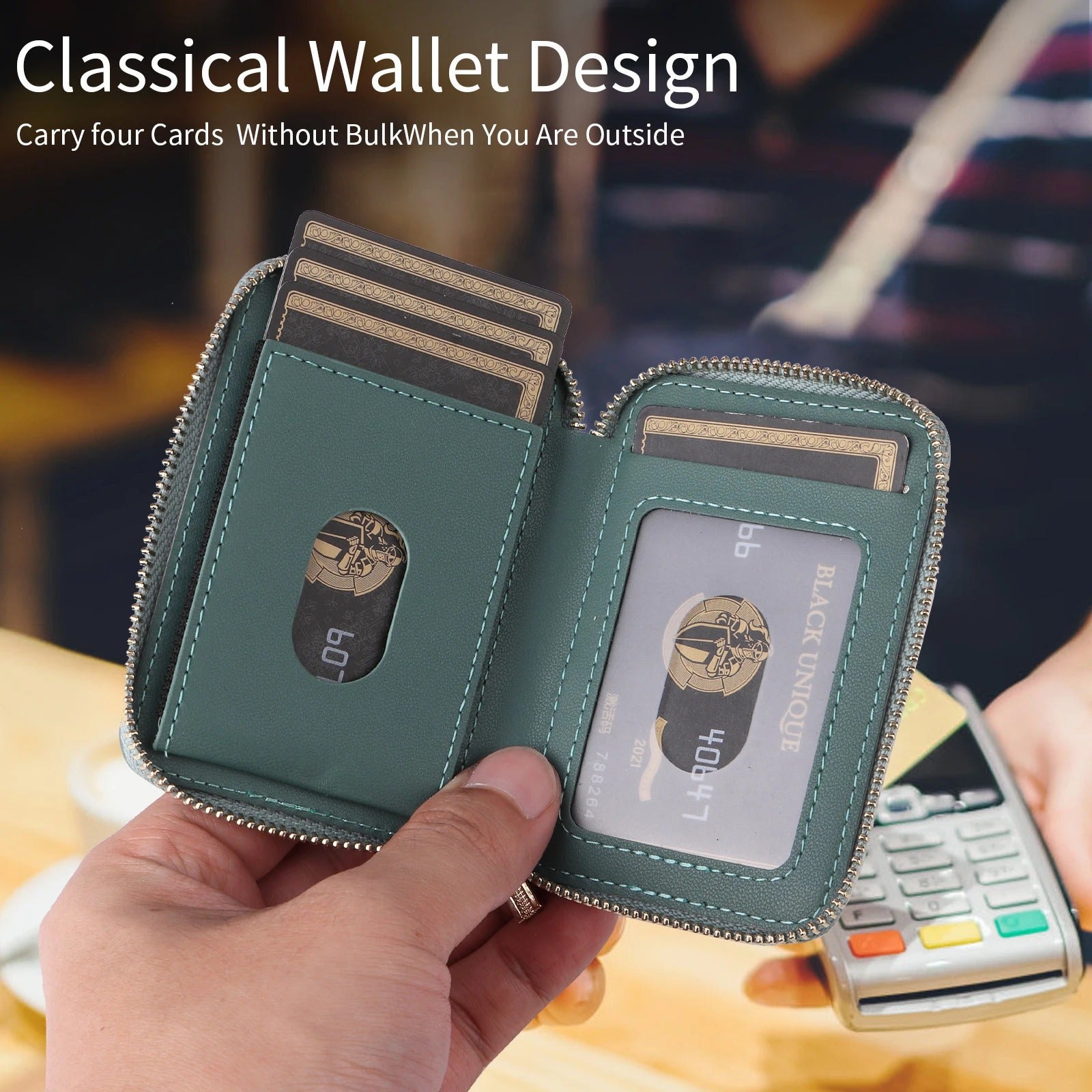 Refined iPhone Mangetic Leather Wallet, MagSafe-Compatible Card Holder with RFID Blocking, Slim Storage Design with Lanyard Support