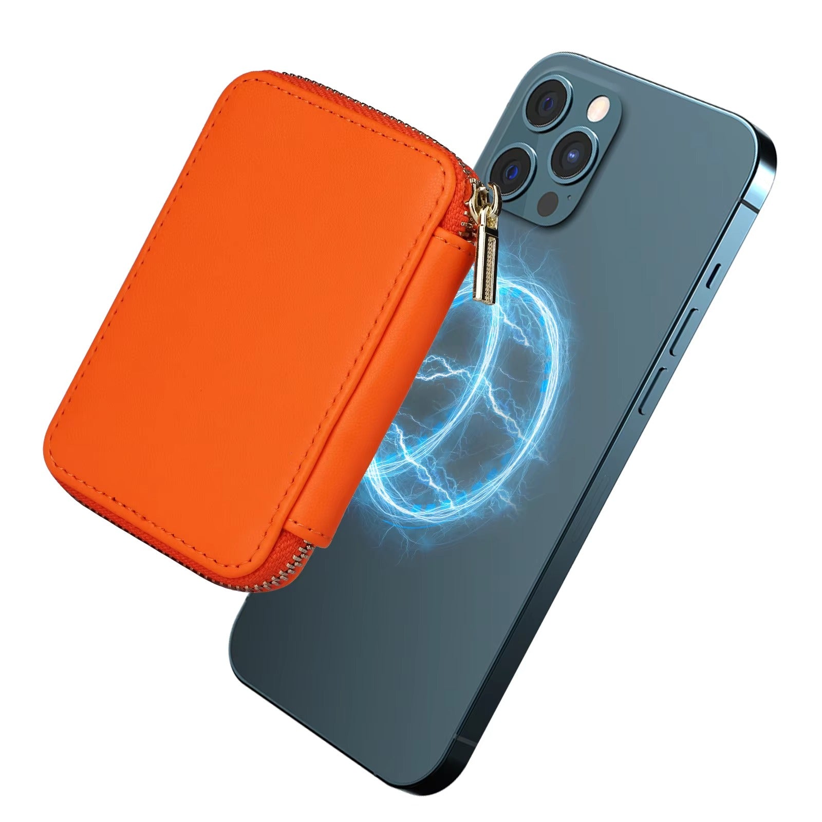 Refined iPhone Mangetic Leather Wallet, MagSafe-Compatible Card Holder with RFID Blocking, Slim Storage Design with Lanyard Support