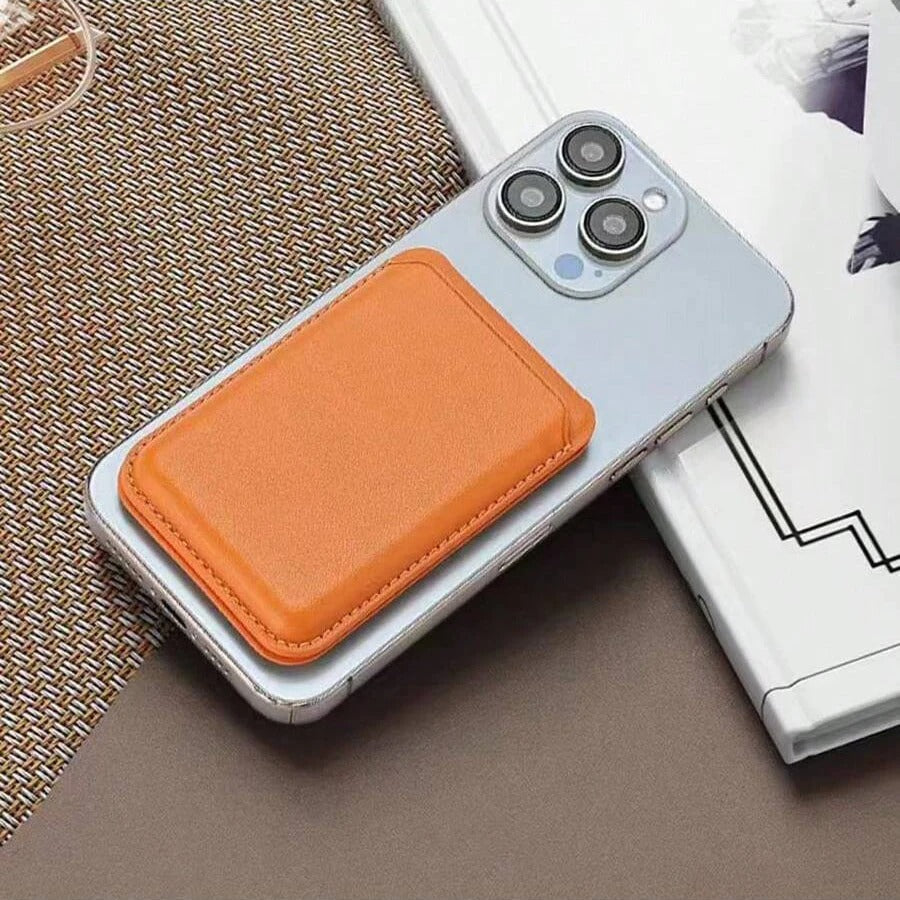 Refined iPhone Magnetic Leather Wallet Case, MagSafe-Compatible Card Holder with Hidden Stand Design & Slim Pocket Cover